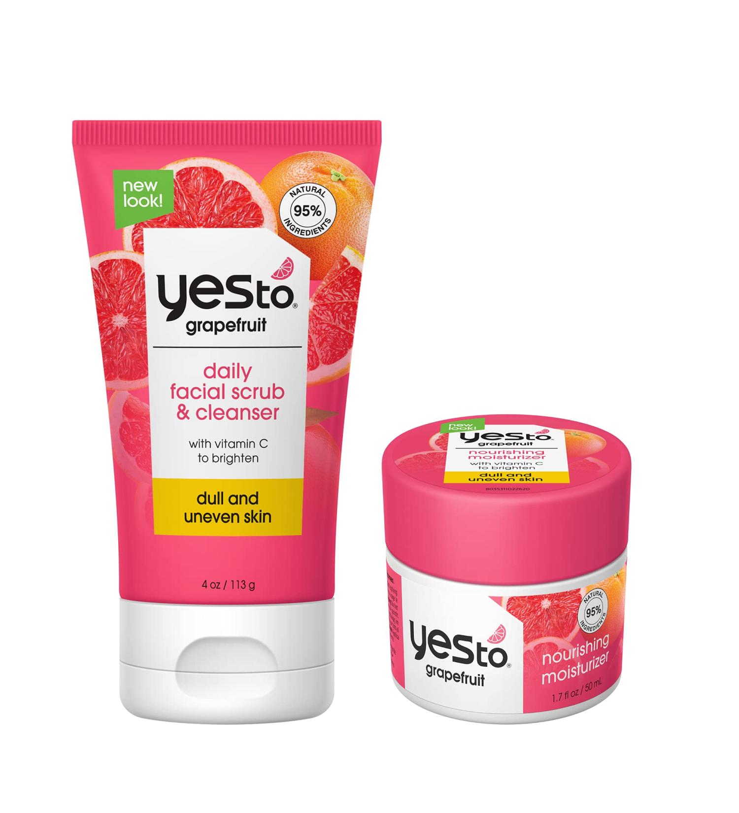 Yes To Grapefruit Brightening Bundle - Vitamin C Facial Scrub & Moisturizer | Vegan Cruelty-Free Natural Glow Boost | 2-Pack - Buy Online on GoSupps.com