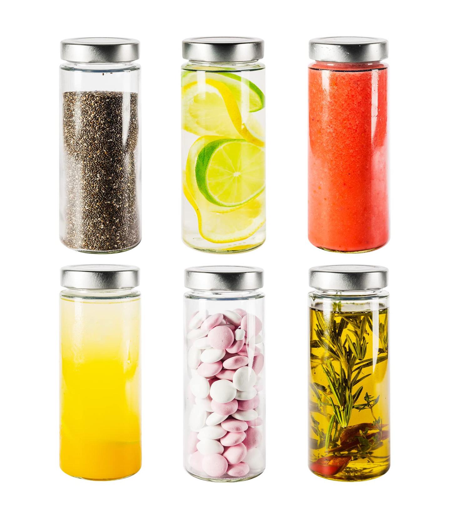 Pureganic Smoothie Glasses with Lid 380 ml - DTO Screw Lid Diam. 58 mm - Glass Water Bottles to Fill - Made in Germany - Set of 6 - Buy Online on GoSupps.com