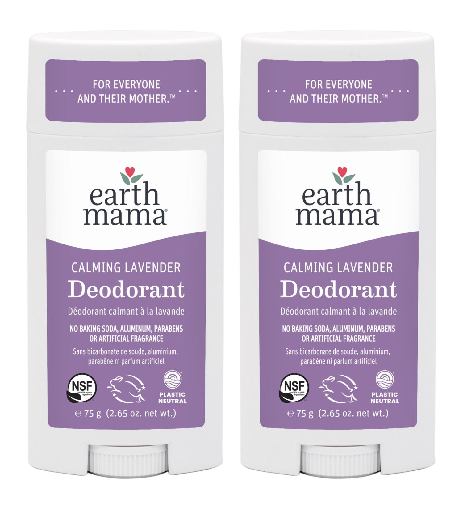 Earth Mama Calming Lavender Deodorant | Safe for Sensitive Skin Pregnancy and Breastfeeding Contains Organic Lavender Calendula and Coconut Oil No Baking Soda or Aluminum 2.65-Ounce (2-Pack) NEW Calming Lavender 2.65 Ounce (Pack of 2) - Buy Online on GoSupps.com