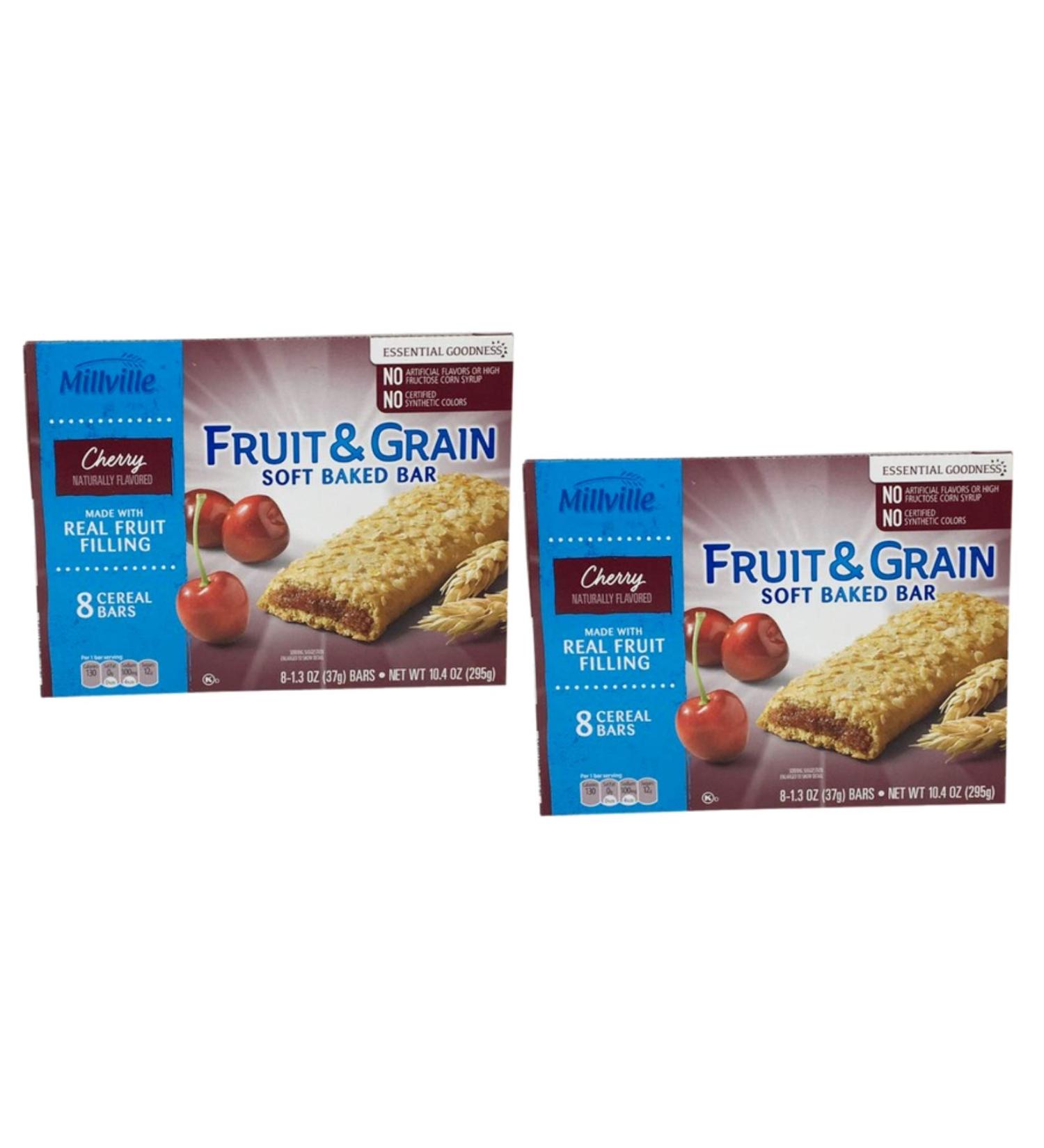 Millville Fruit & Grain Soft Baked Bar Naturally Flavored Real Fruit Filling: Cherry - 16 ct.
