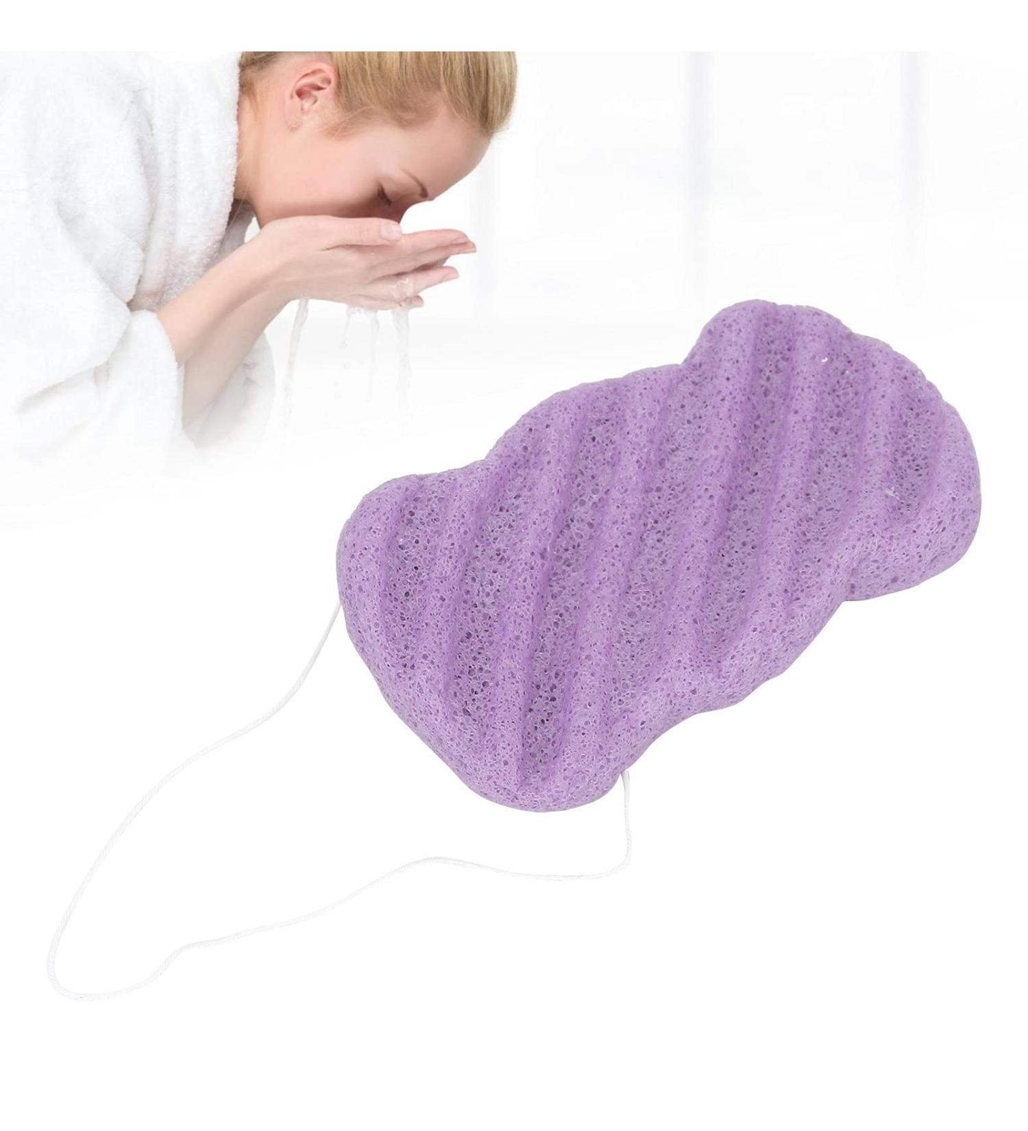 Konjac Facial Sponge Cleaner Sponge Made of Vegetable Fiber Clay Sponges for Normal Sensitive Skin Dirty Peeling Bathroom Sponge Dry Condition Long Wave (Lavender Violet) - Buy Online on GoSupps.com