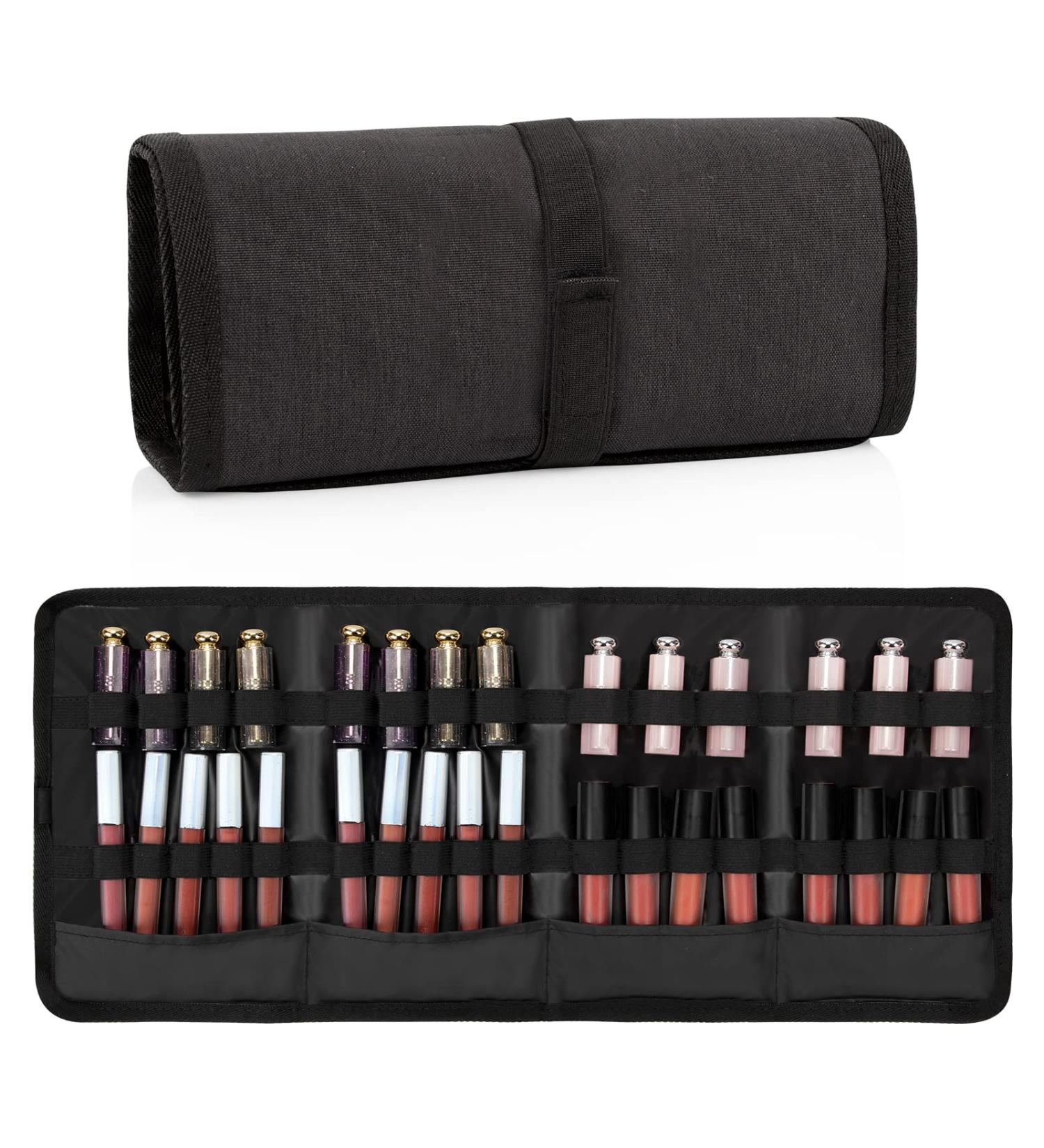 Lipstick Organizer - 32 Slots Portable Travel Lipstick Holder with Elastic Bands | Makeup Storage Bag for Lipsticks and Lip Glosses - Buy Online on GoSupps.com