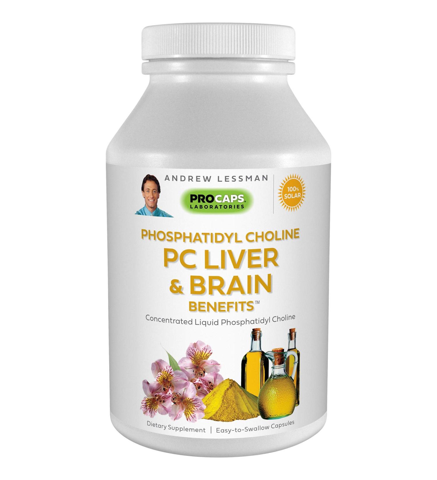 Andrew Lessman PC Liver & Brain Benefits 180 Softgels - Phosphatidyl Choline for Healthy Liver & Brain Function - No Additives - 180 Easy-to-Swallow Softgels - Buy Online on GoSupps.com