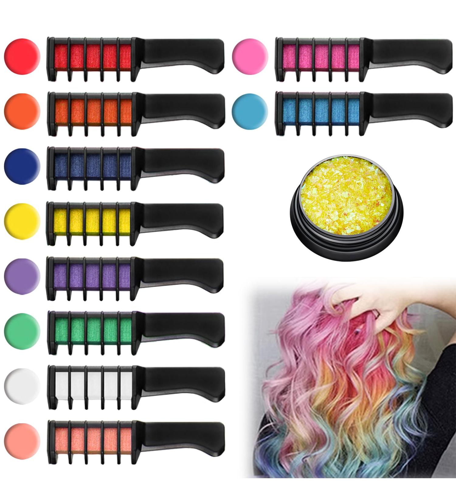 10 Colors Set Hair Chalk for Kids | Washable Temporary Hair Color | Perfect for Carnival Halloween Christmas & Parties - Buy Online on GoSupps.com