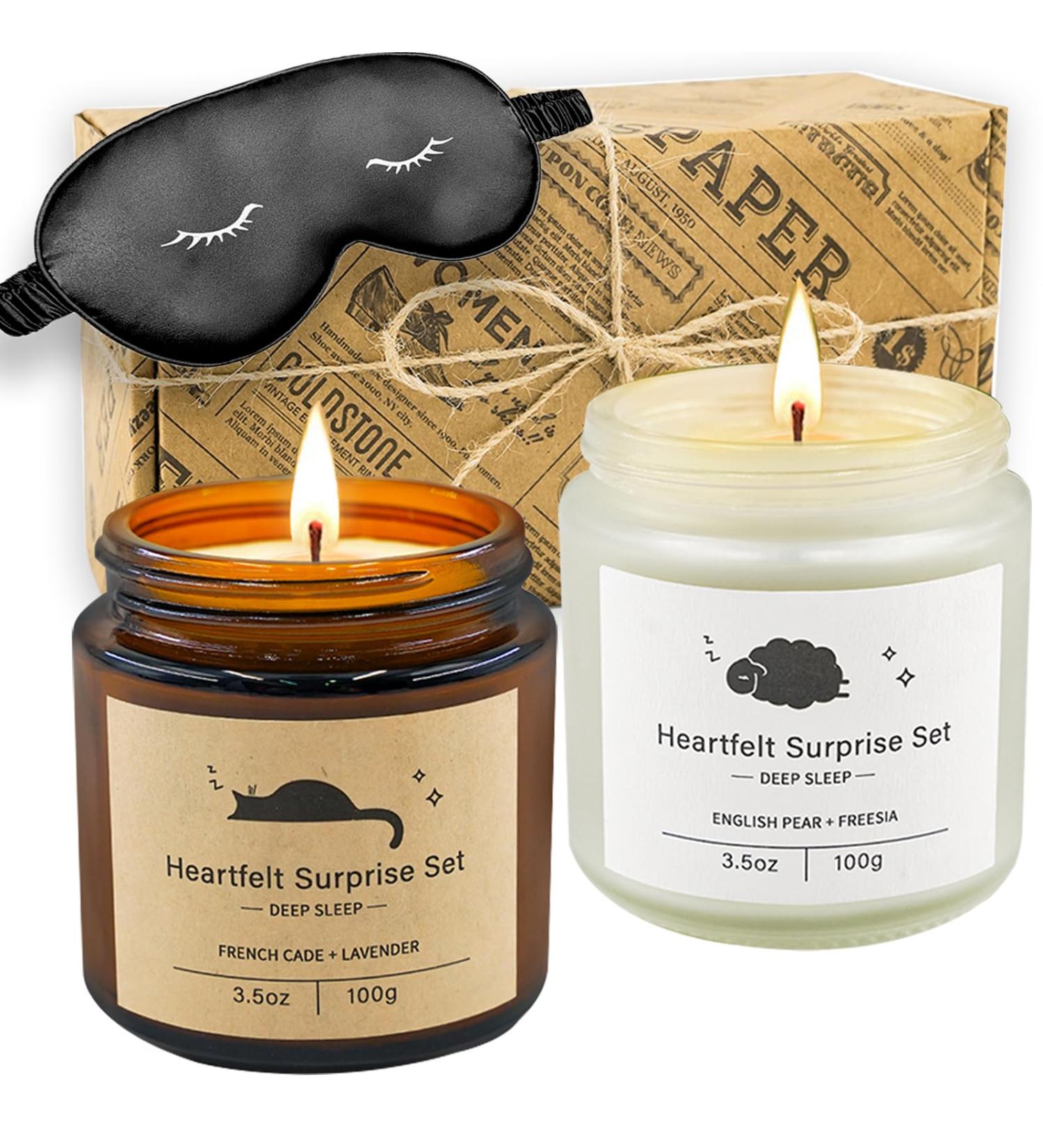 Sleep Candles Gifts for Women Scented Candles Gift Set for Anxiety Relaxation Gifts for Women Gift for Mom Friends and Loved Ones Ideal for Valentine's Day Birthdays 2 Piece Set + Eye Mask - Buy Online on GoSupps.com