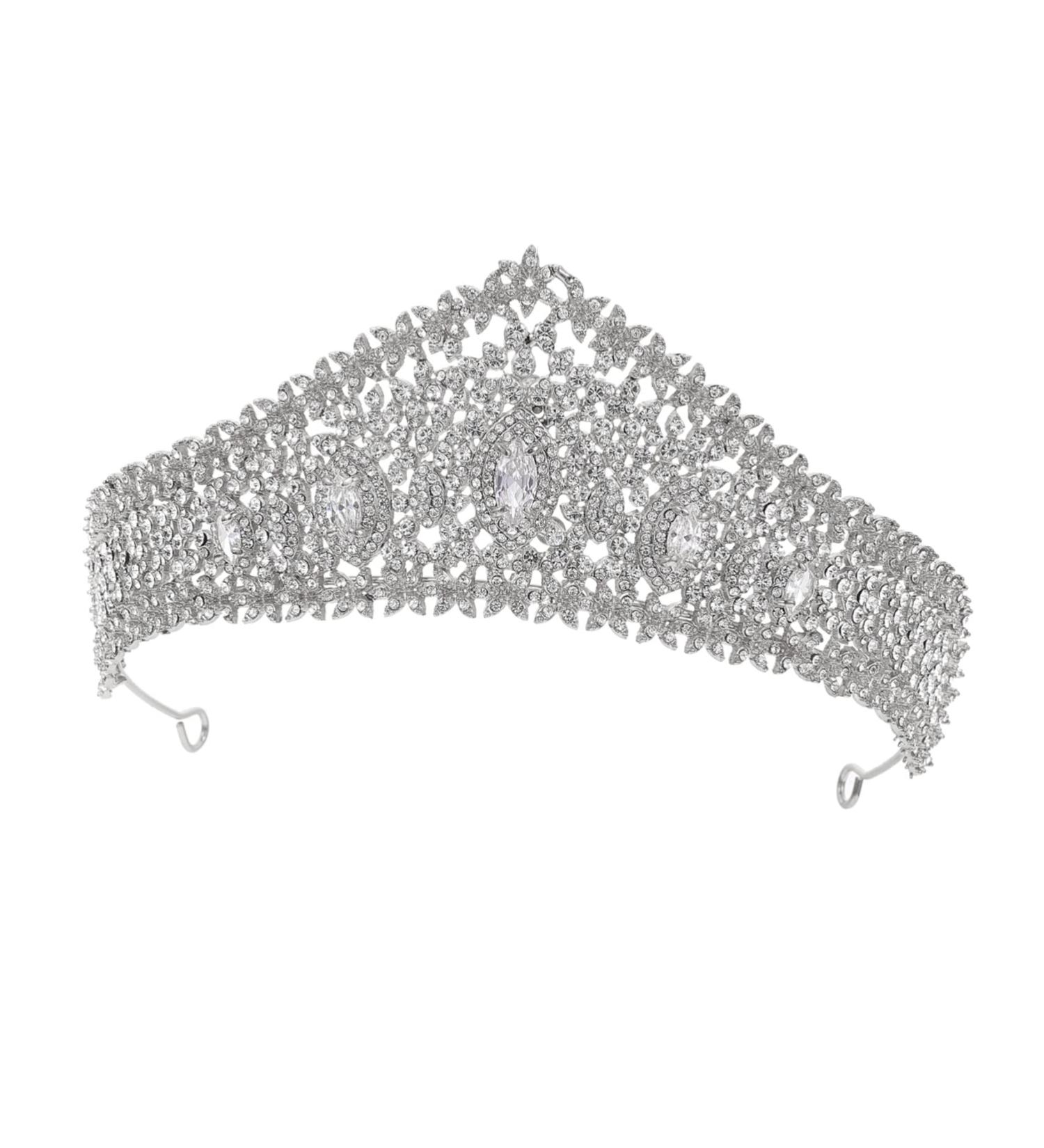 Bridal Crown Rhinestone Barrette Wedding Headdress Women Masquerade Headband Crystal Hair Hoops Bridal Forehead Headpiece Rhinestone Hair Accessory White Alloy Prom Hairpin Bride 16.5x11cm White - Buy Online on GoSupps.com