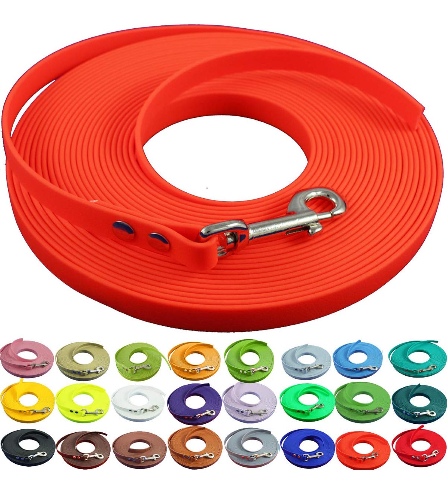 Buy Organic Biothane Dog Leash 12mm - 3.0m Water-Repellent No Hand Loop for Small & Large Dogs - Orange - Buy Online on GoSupps.com