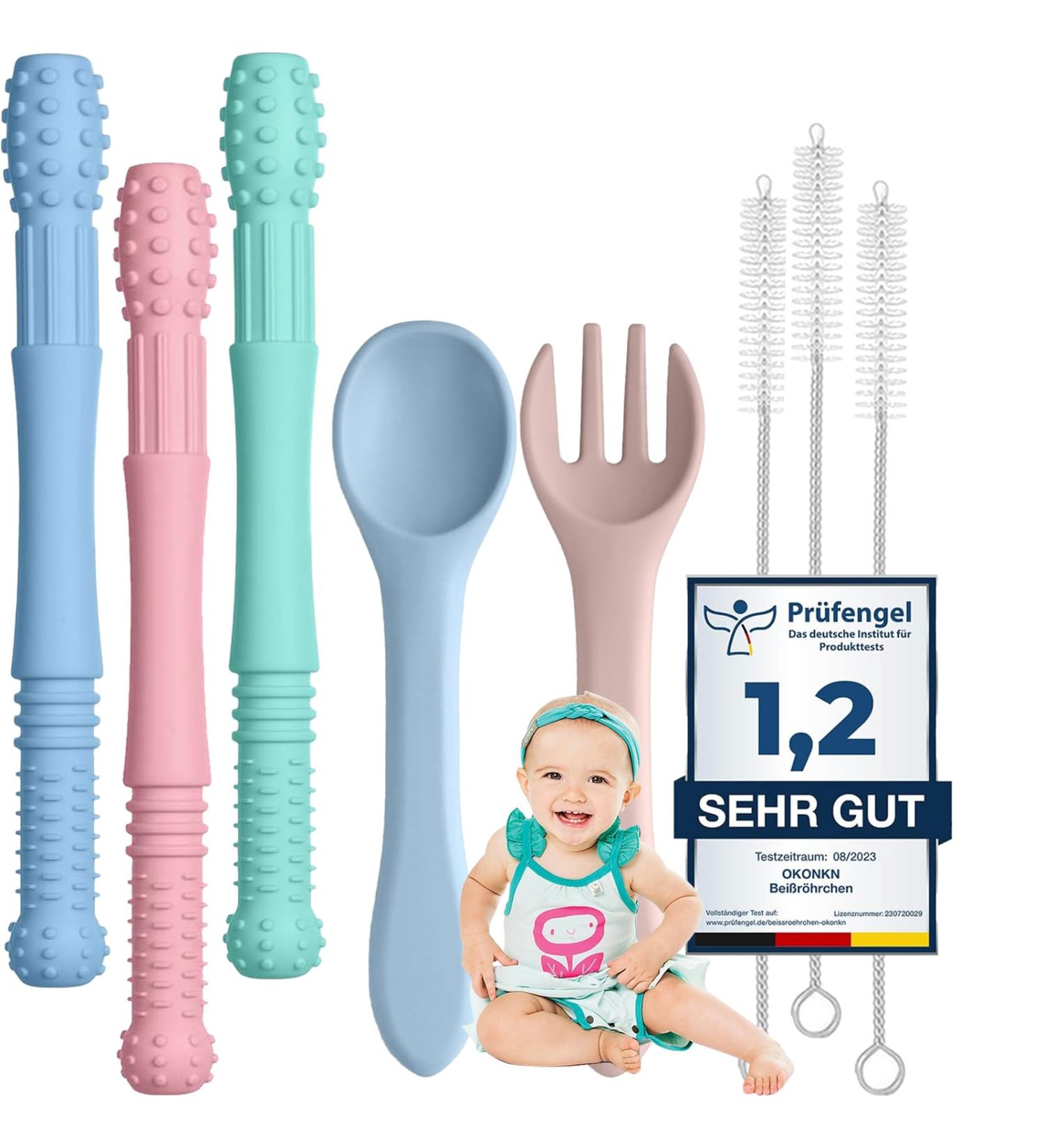 Okonkn Baby Bite Tube & Dental Aid Set - 5 BPA-Free Silicone Accessories for Boys & Girls 3+ Months - Buy Online on GoSupps.com