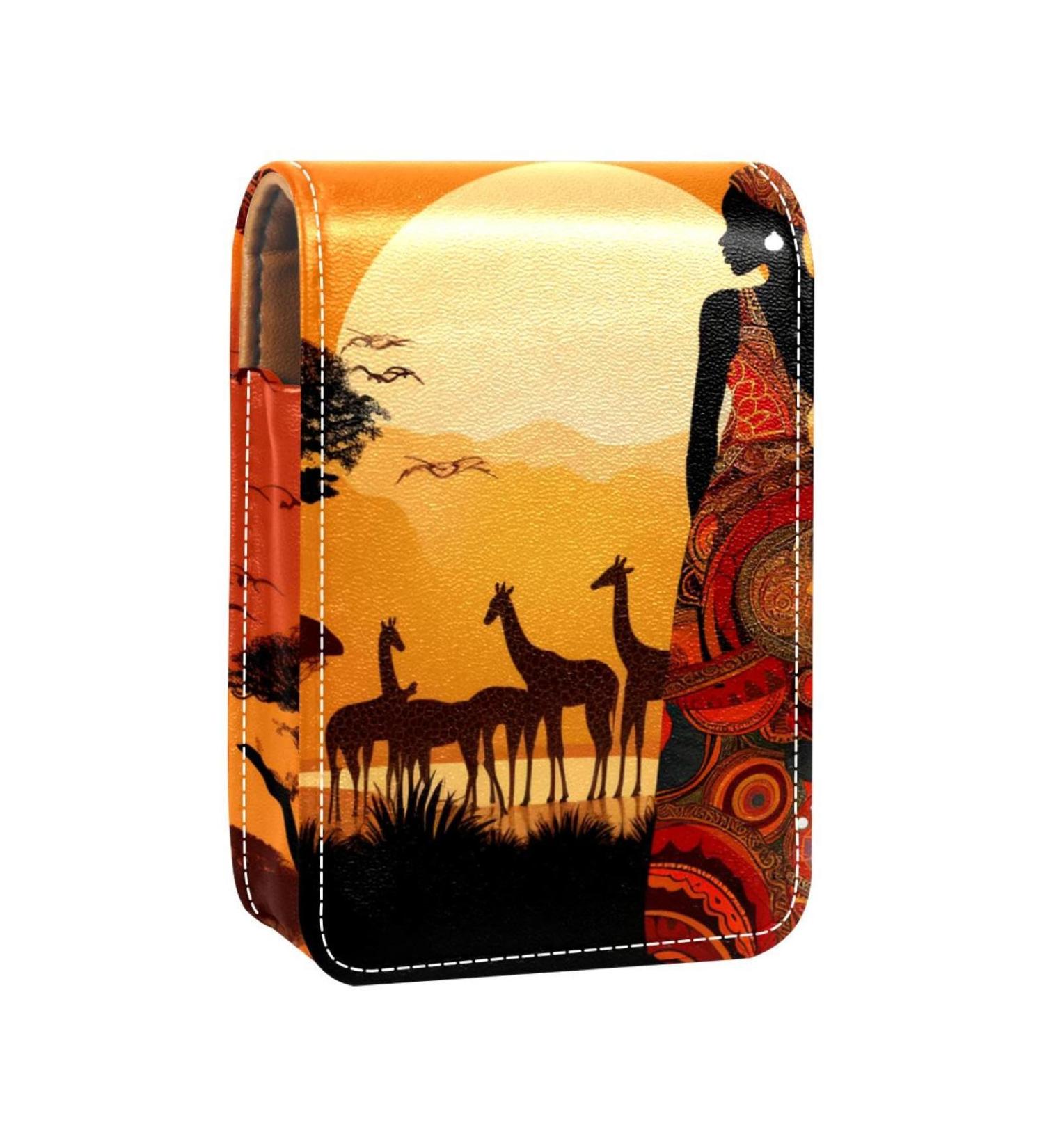 Leather Lipstick Case with Mirror - Mini Lip Gloss Organizer | Tropical Landscape Design | Shop Now - Buy Online on GoSupps.com