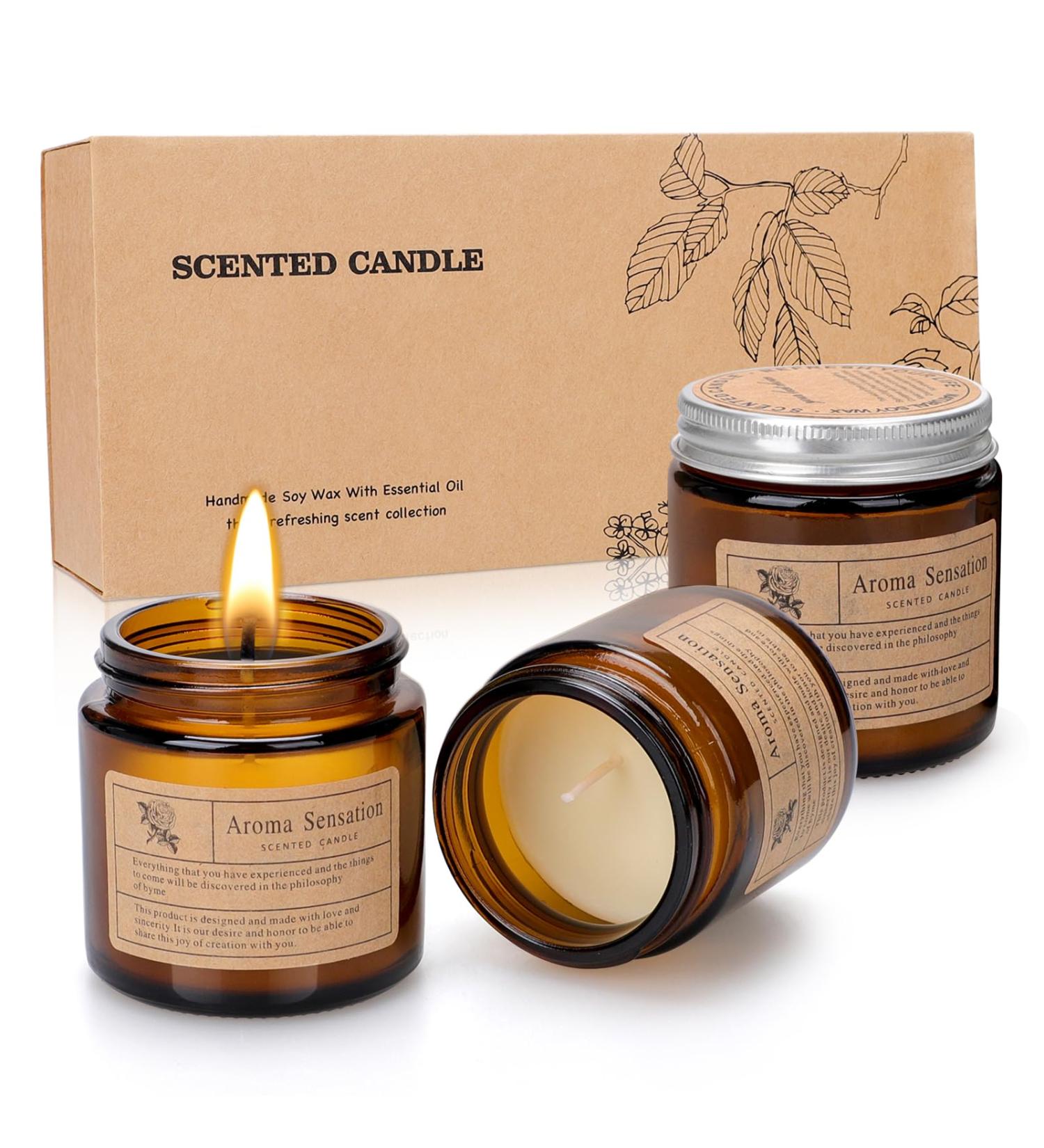 Fragrance Candle Gift Set for Women - 3 Aromatherapy Scents | Soy Wax Candles for Stress Relief & Special Occasions - Perfect for Mother Christmas Birthdays & Valentine's Day - Buy Online on GoSupps.com