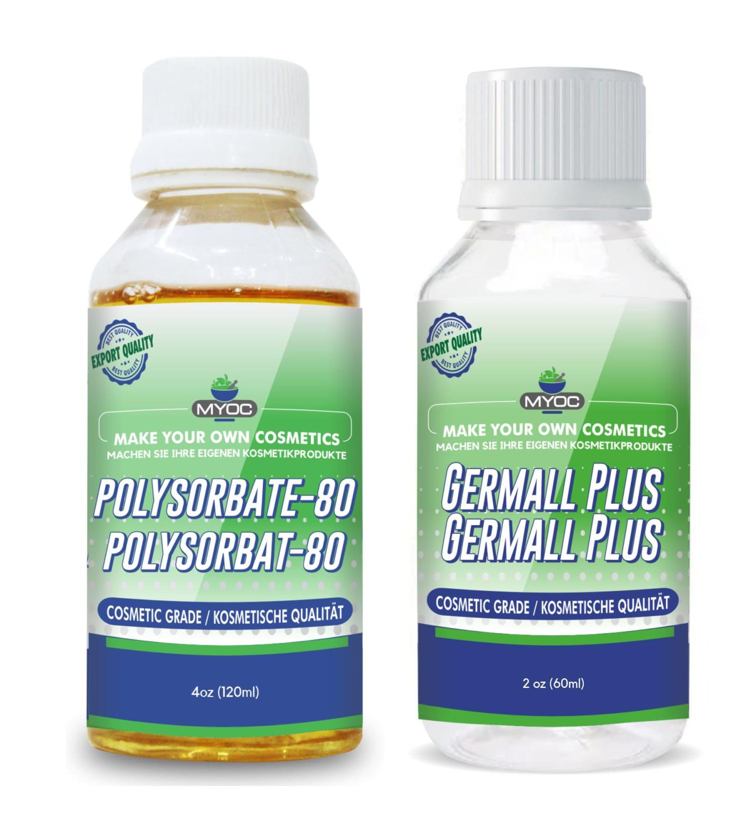 Myoc Combo Pack polysorbate 80120 ml & Germall Plus 60 ml naturally preserved emulsifier base