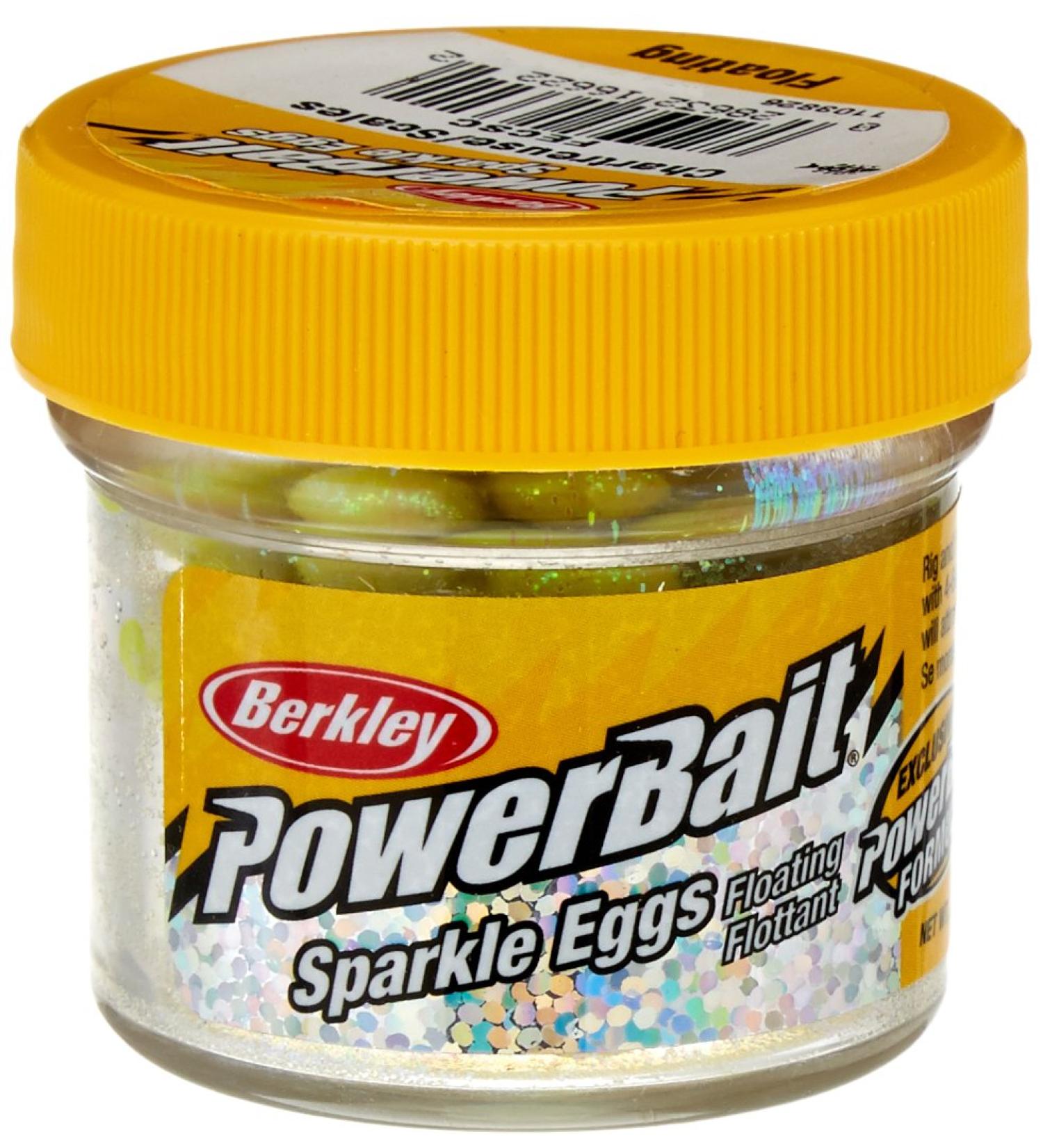 Berkley PowerBait Fishing Lure Sparkle Power Eggs Floating Magnum Chartreuse with Scale .5 oz Small Jar