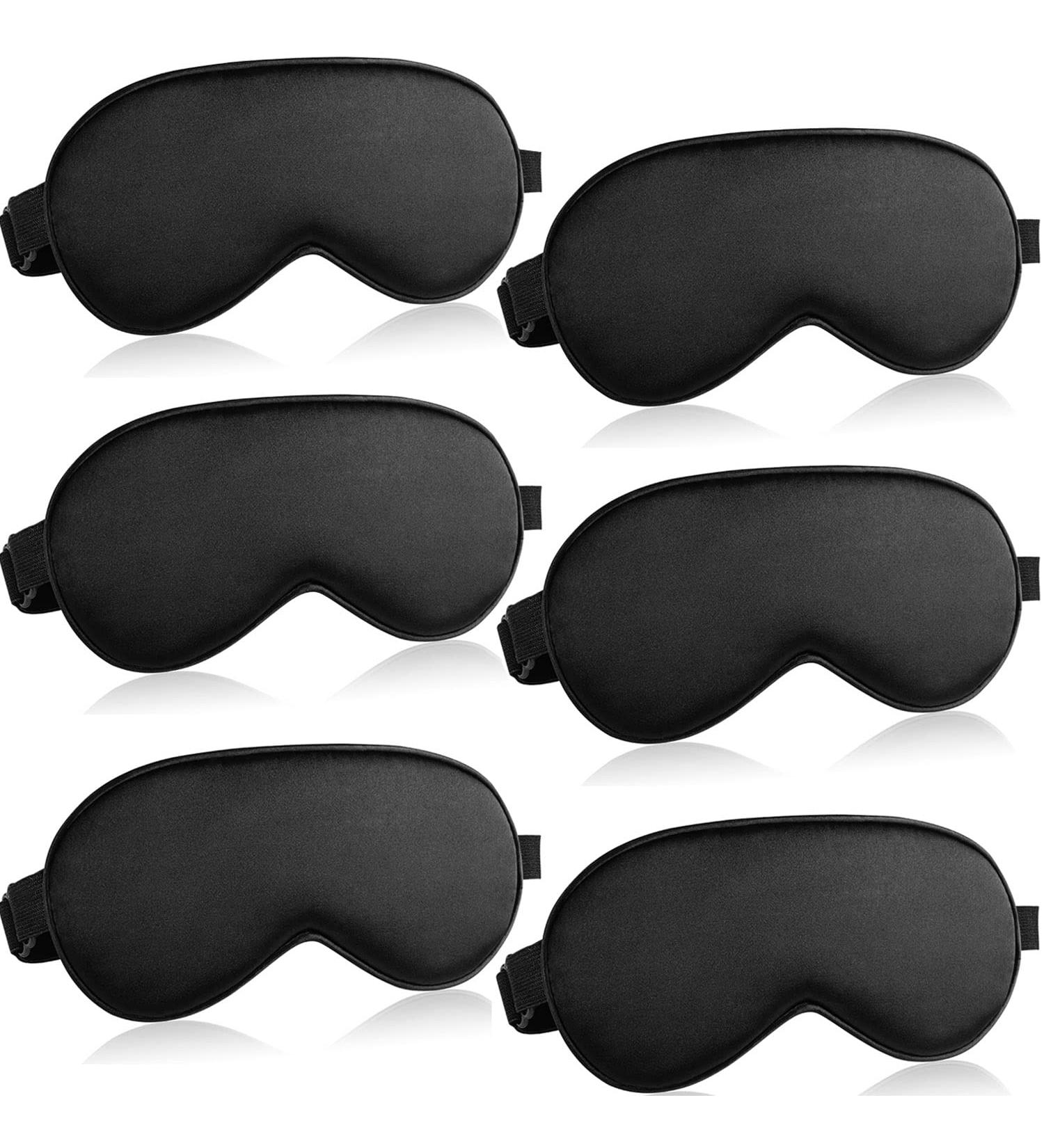 Adjustable Strap Soft Sleep Mask Blindfold Bulk - Black 6 Pcs Set A - Buy Online on GoSupps.com