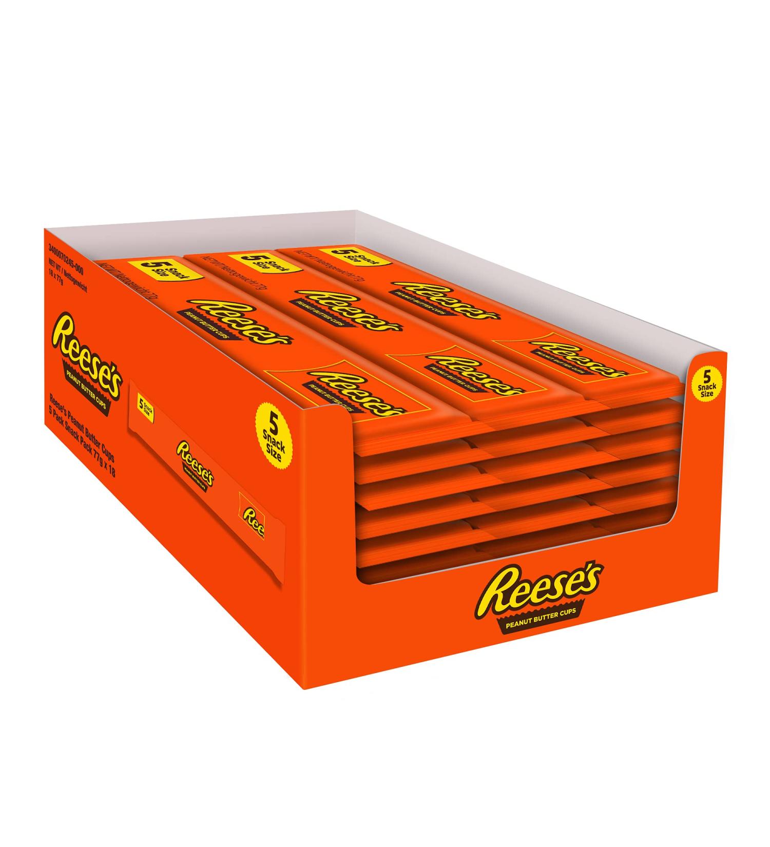 Reese's Peanut Butter Cup 5 Snack 18 Pack (18 x 77g) - Perfect for Sharing | International Shipping Available - Buy Online on GoSupps.com