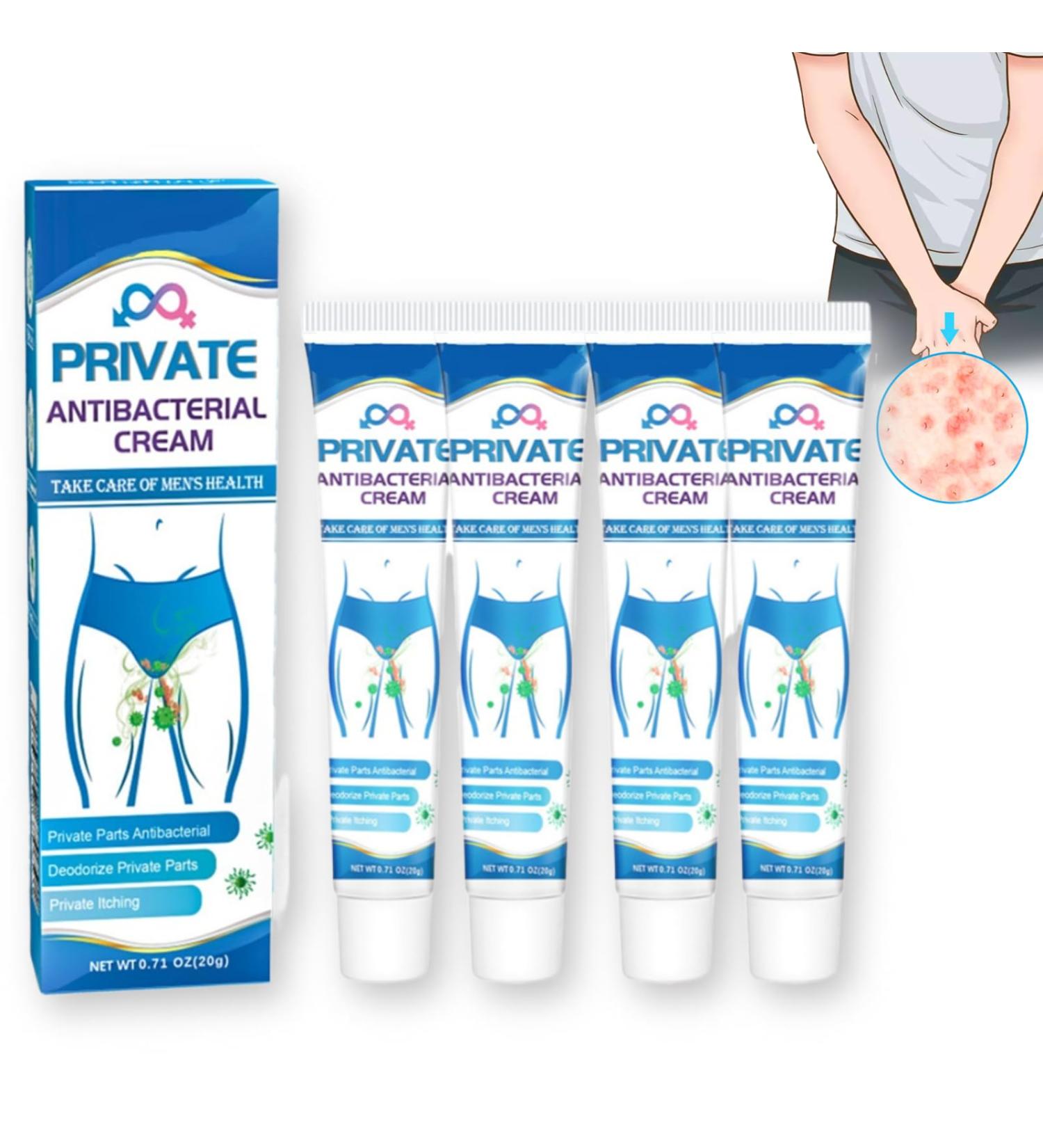 Private Antibacterial Cream 20g Fast Relieves The Itching Burning Cracking Feeling and Remove Smell External Use Itchy Body Cream for Men (4Pcs) - Buy Online on GoSupps.com
