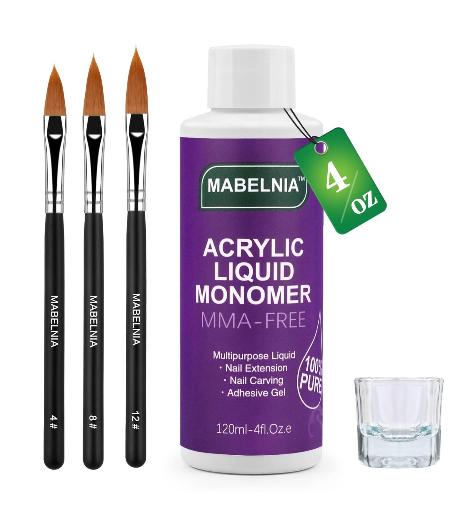MABELNIA 4oz Acrylic Nail Liquid for Acrylic Powder - Professional MMA-Free Non-Yellowing Formula - Buy Online on GoSupps.com