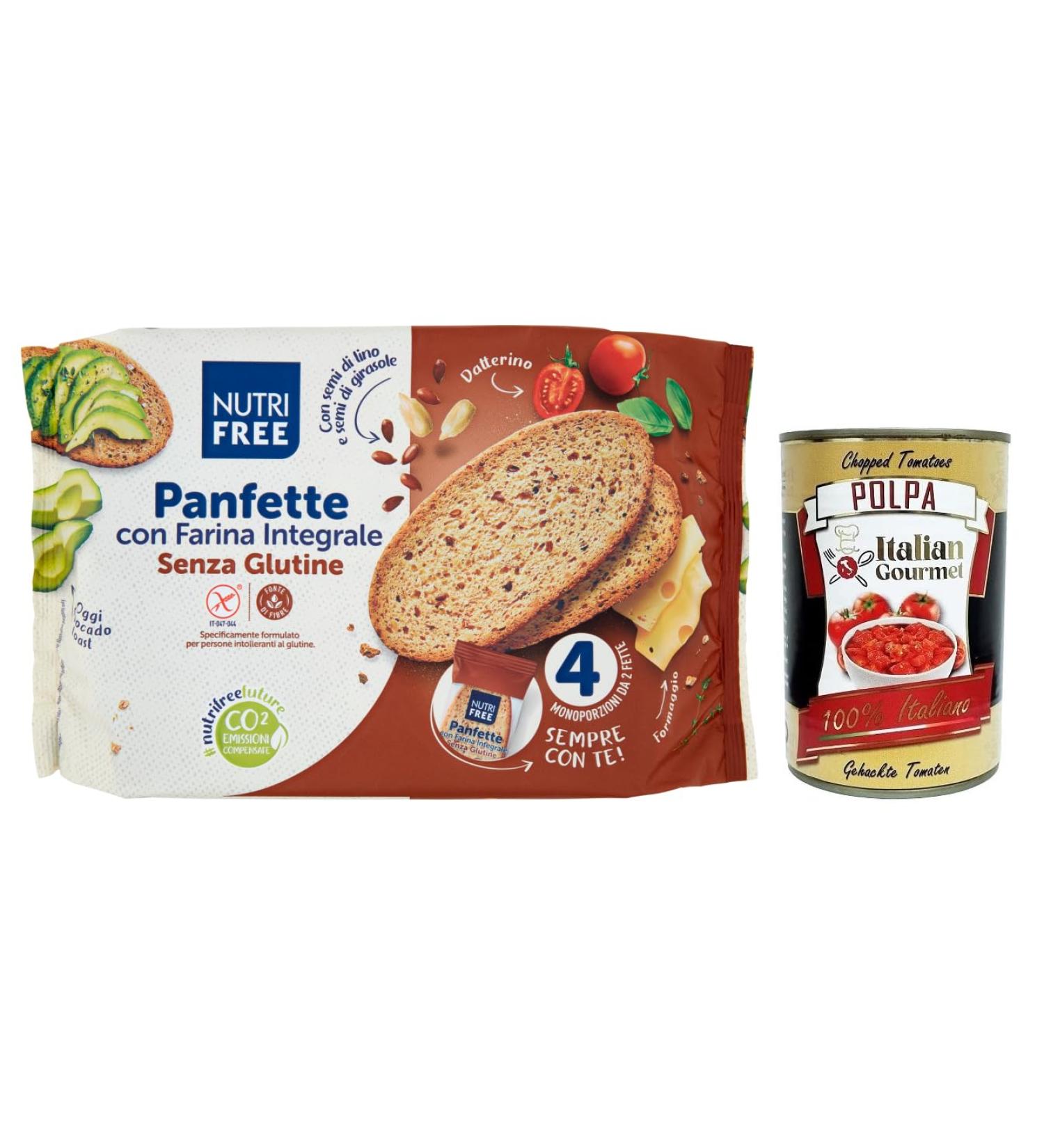 Italian Gourmet E.R. Nutrifree Panfette with Whole Flour gluten-free bread with whole buckwheat flour pack of 340 g + Italian Tomato Pulp Gourmet Tomato Pulp 400 g - Buy Online on GoSupps.com