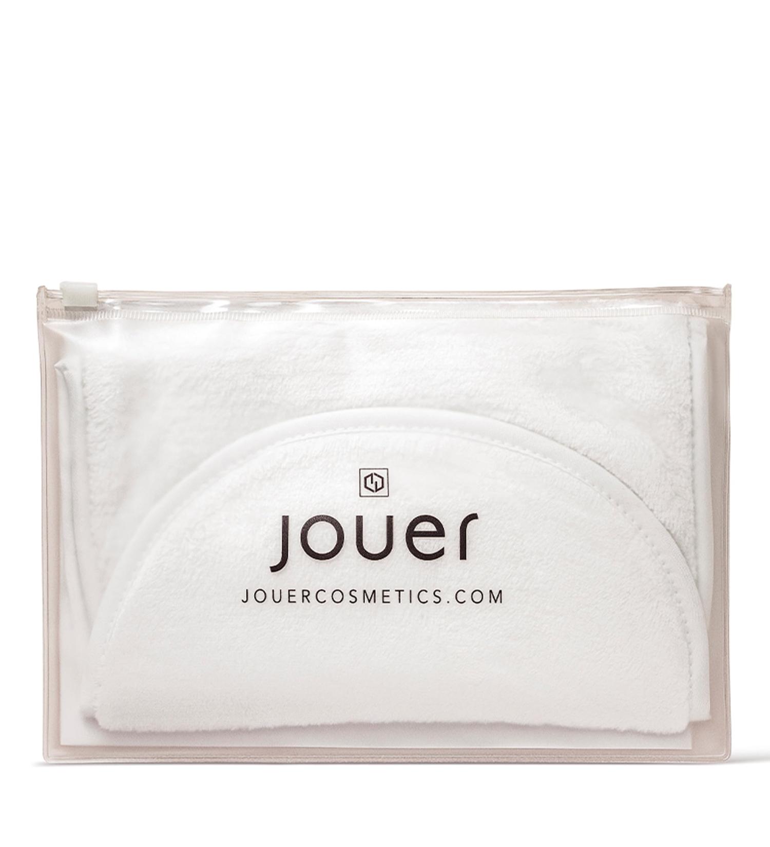 Jouer Microfiber Face Towel & Pouch - Microfiber Towel - Reusable Makeup Remover - Makeup Eraser Cloth - Wash Wet Remove Clean - Paraben Gluten & Cruelty Free - Vegan Friendly White