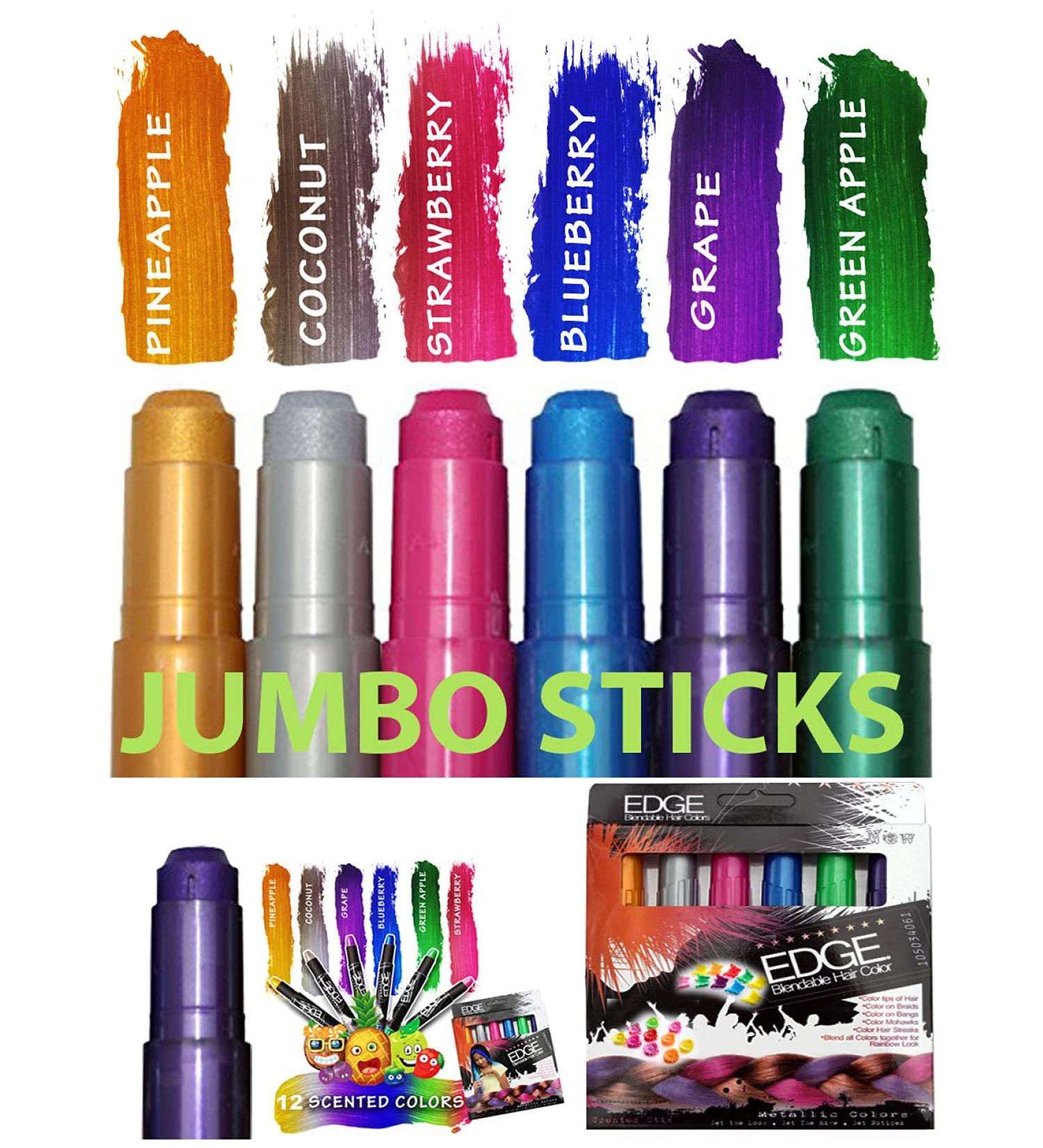 Jumbo Hair Chalk Pens for Kids - Washable, Scented, 12 Bright Colors - Perfect Gift for Party, Toy, Birthday - 200% More Color Per Pen - Buy Online on GoSupps.com