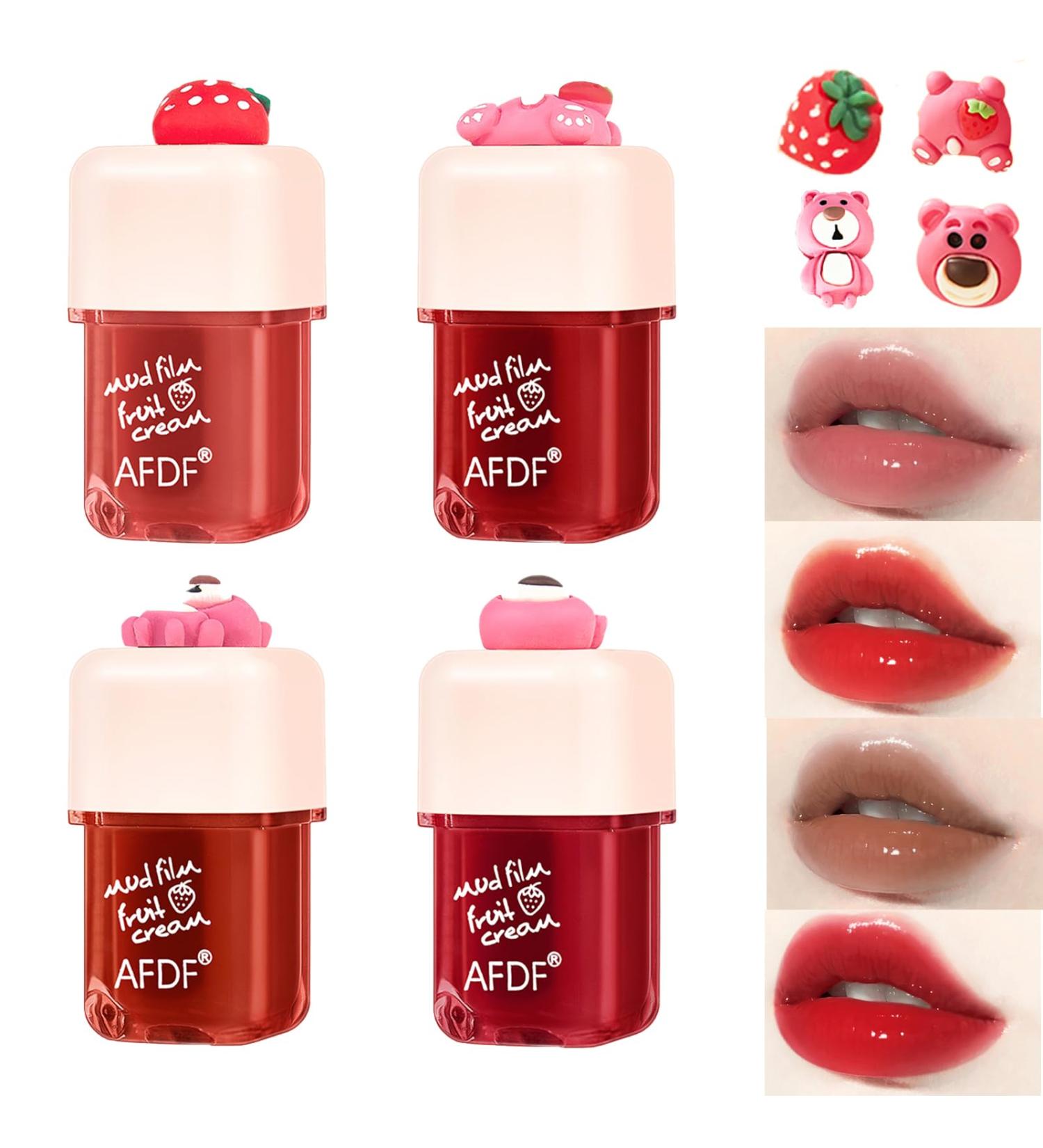 4 Colors Lip Stain Tint Set - Long-Lasting, Moisturizing Glossy Lip Stain with High Pigment - Waterproof and Non-Sticky Formula - Buy Online on GoSupps.com