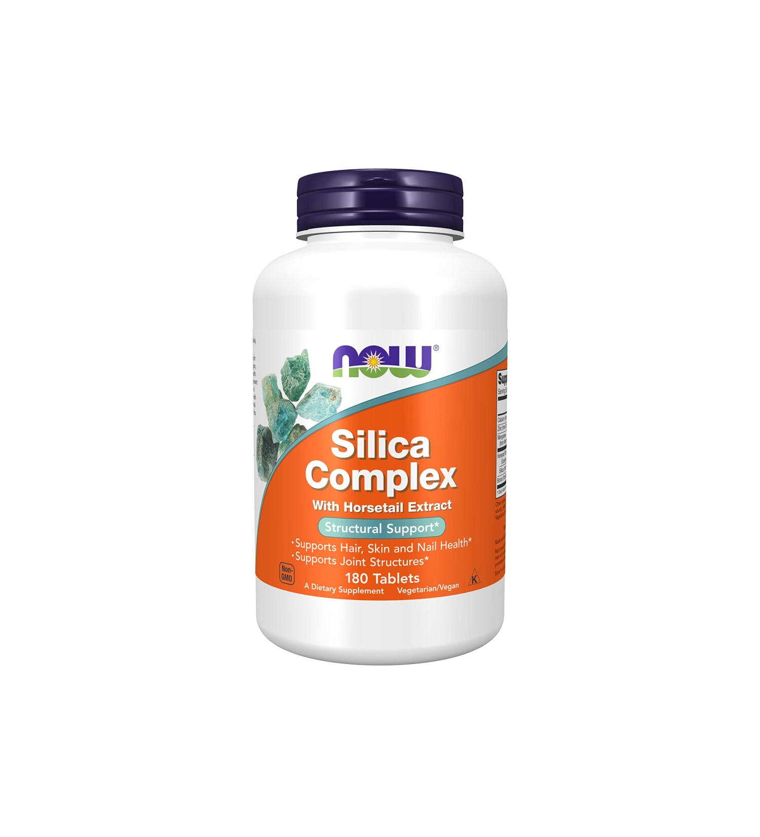 NOW Supplements Silica Complex with Horsetail Extract - 180 Tablets | Supports Hair, Skin, and Nail Health* | Structural Support - Buy Online on GoSupps.com