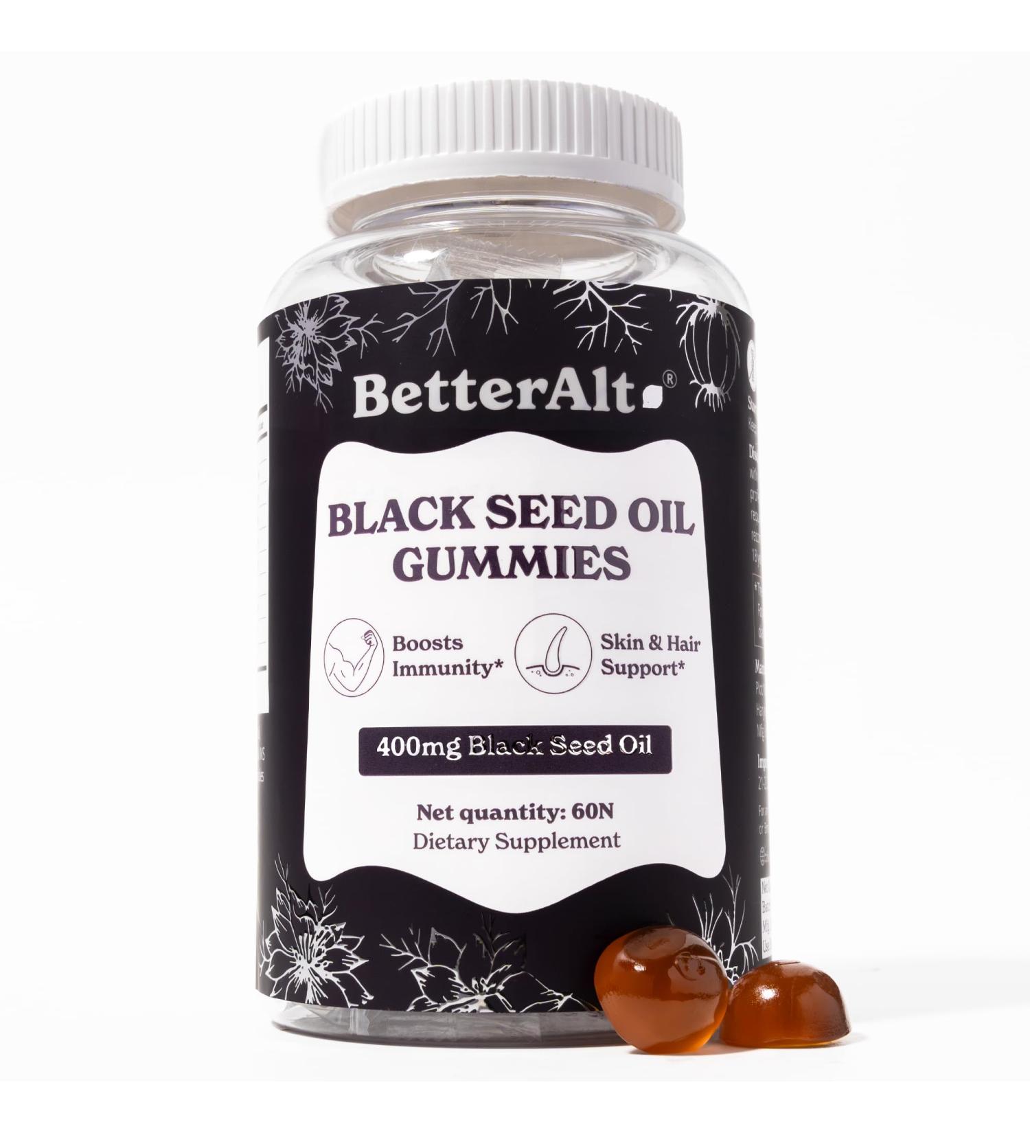Better Alt Black Seed Oil Gummies (400mg) | Helps Boost Immunity Skin Health | 1-Month Dietary Supplement - Buy Online on GoSupps.com
