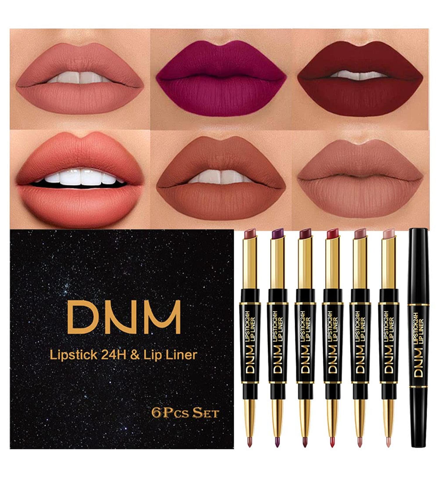 EVPCT 6-Piece Lip Liner and Lipstick Set - Nude, Dark Red Matte, 24-Hour Long-Lasting Lip Kit for Women - Buy Online on GoSupps.com