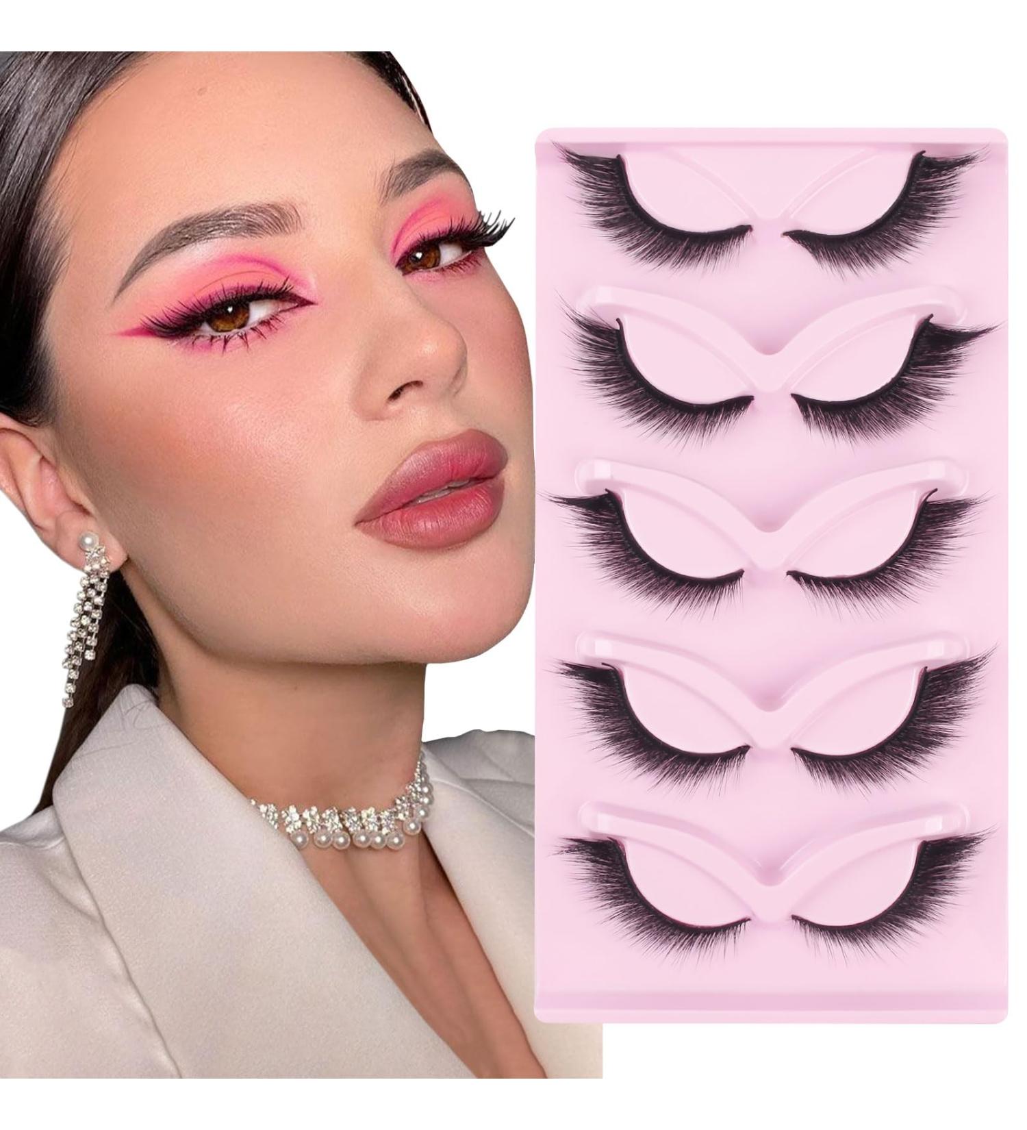 Glowing Win Cat Eye Lashes - 5 Pairs of Natural Fox False Eyelashes | Angel Winged Design for Stunning Looks - Buy Online on GoSupps.com