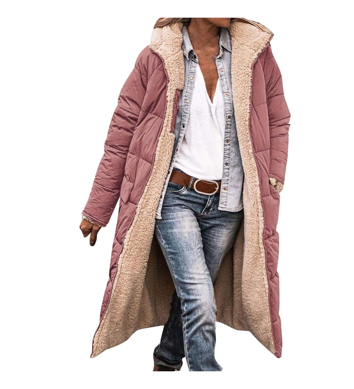 Hanxiulin Women's Oversize Fleece Plush Jacket - Warm Zipper Hoodie for Autumn & Winter - Buy Online on GoSupps.com