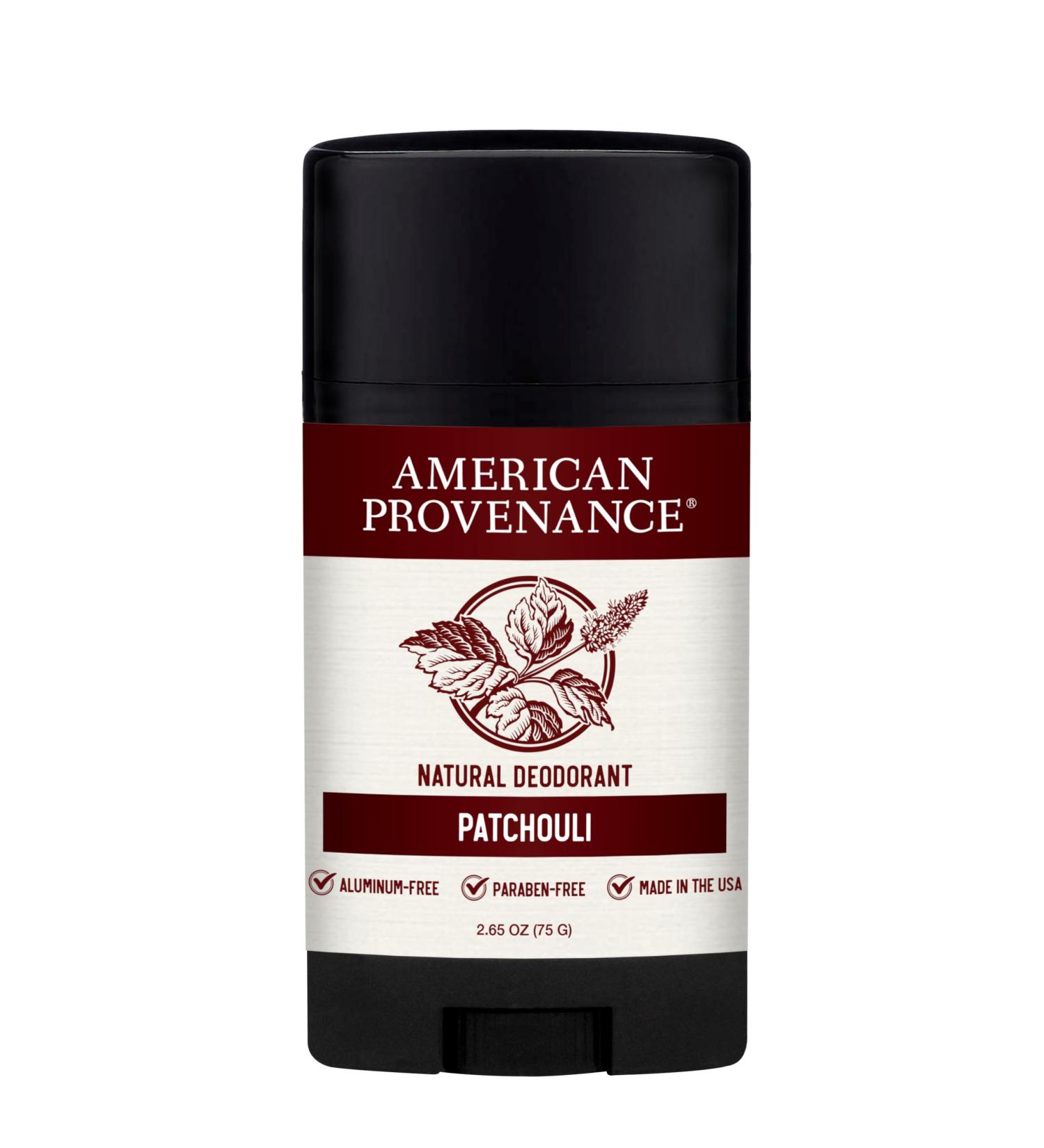 American Provenance Aluminum Free Natural Deodorant For Women and Men - Patchouli - 24 Hour Protection - Cruelty Free - Made in the USA (1 pack) - Buy Online on GoSupps.com