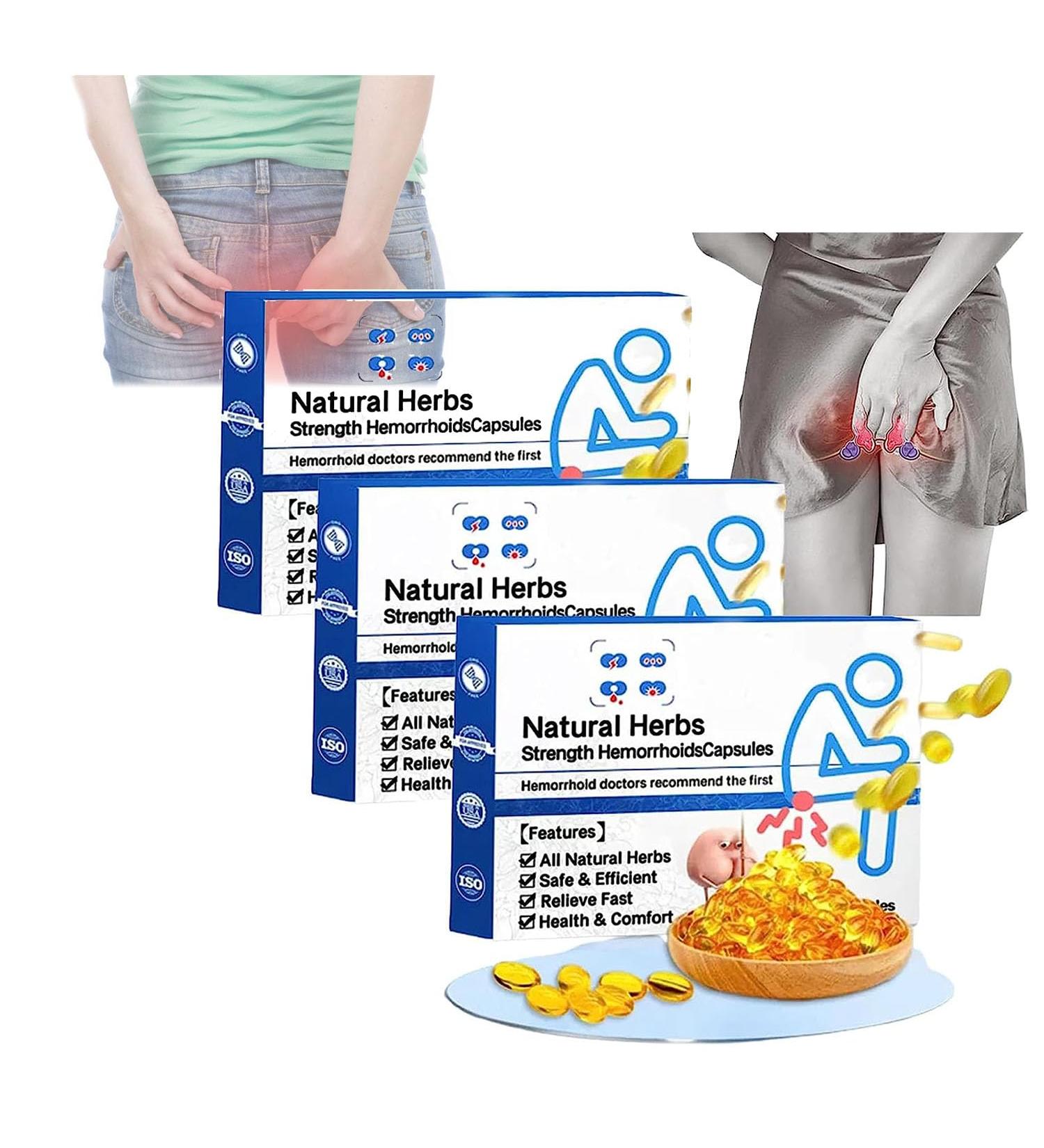 Heca Natural Herbal Strength Hemorrhoid Capsules - Fast Relief for Itching, Burning & Pain (3 boxes) - Buy Online on GoSupps.com