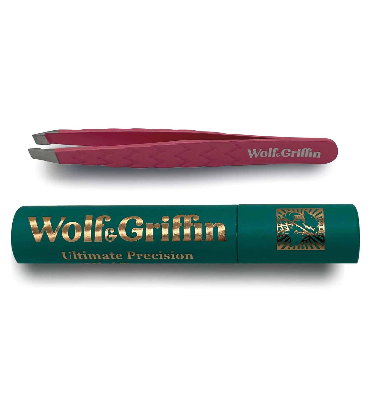 Wolf & Griffin Mini Tweezer - Stainless Steel Electric Pink | Professional Eyebrow Tweezers for Men & Women, Ideal for Facial Hair Removal - Buy Online on GoSupps.com
