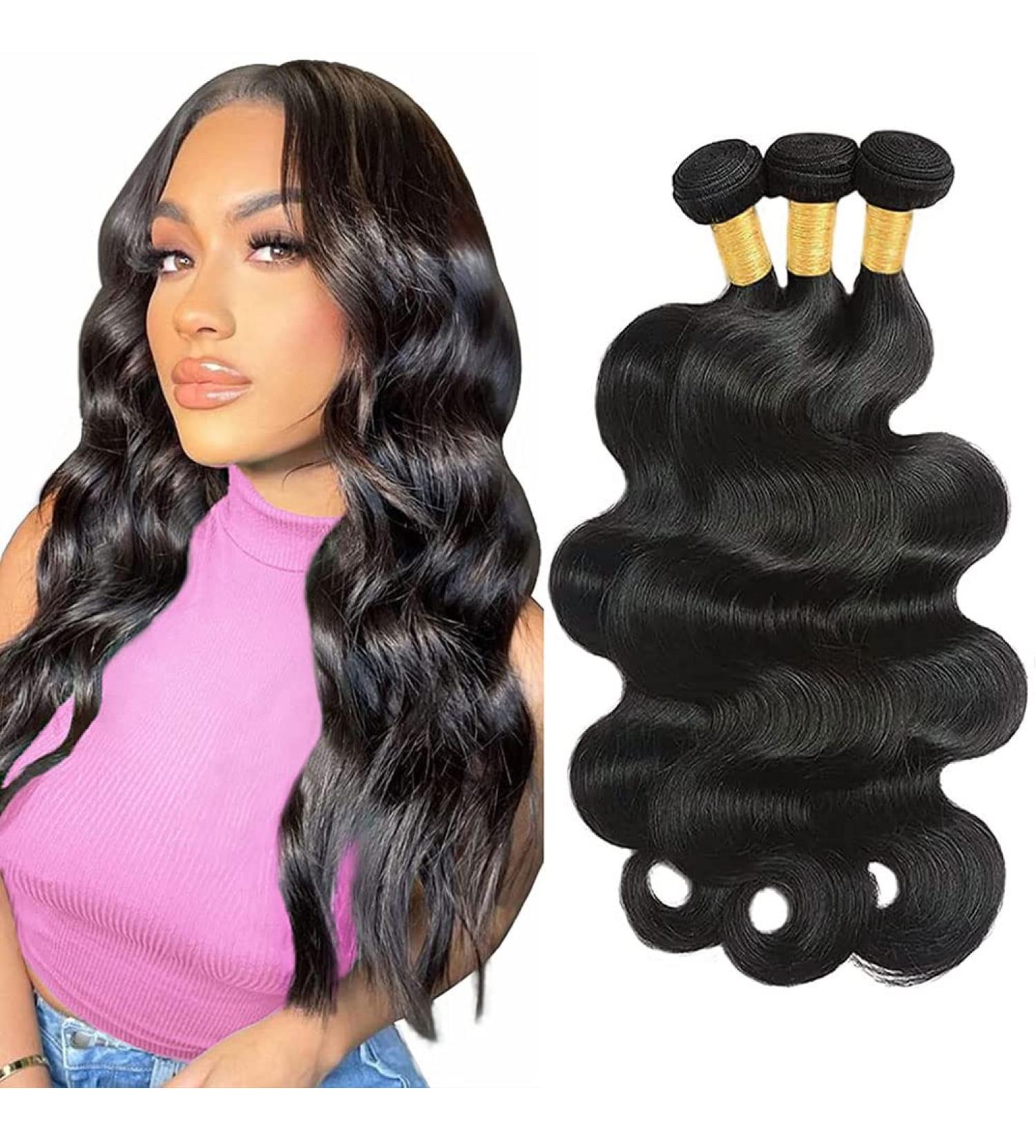 10A Grade Brazilian Virgin Body Wave Human Hair Bundles 14 16 18 - Unprocessed Wavy Weave Extensions - Buy Online on GoSupps.com