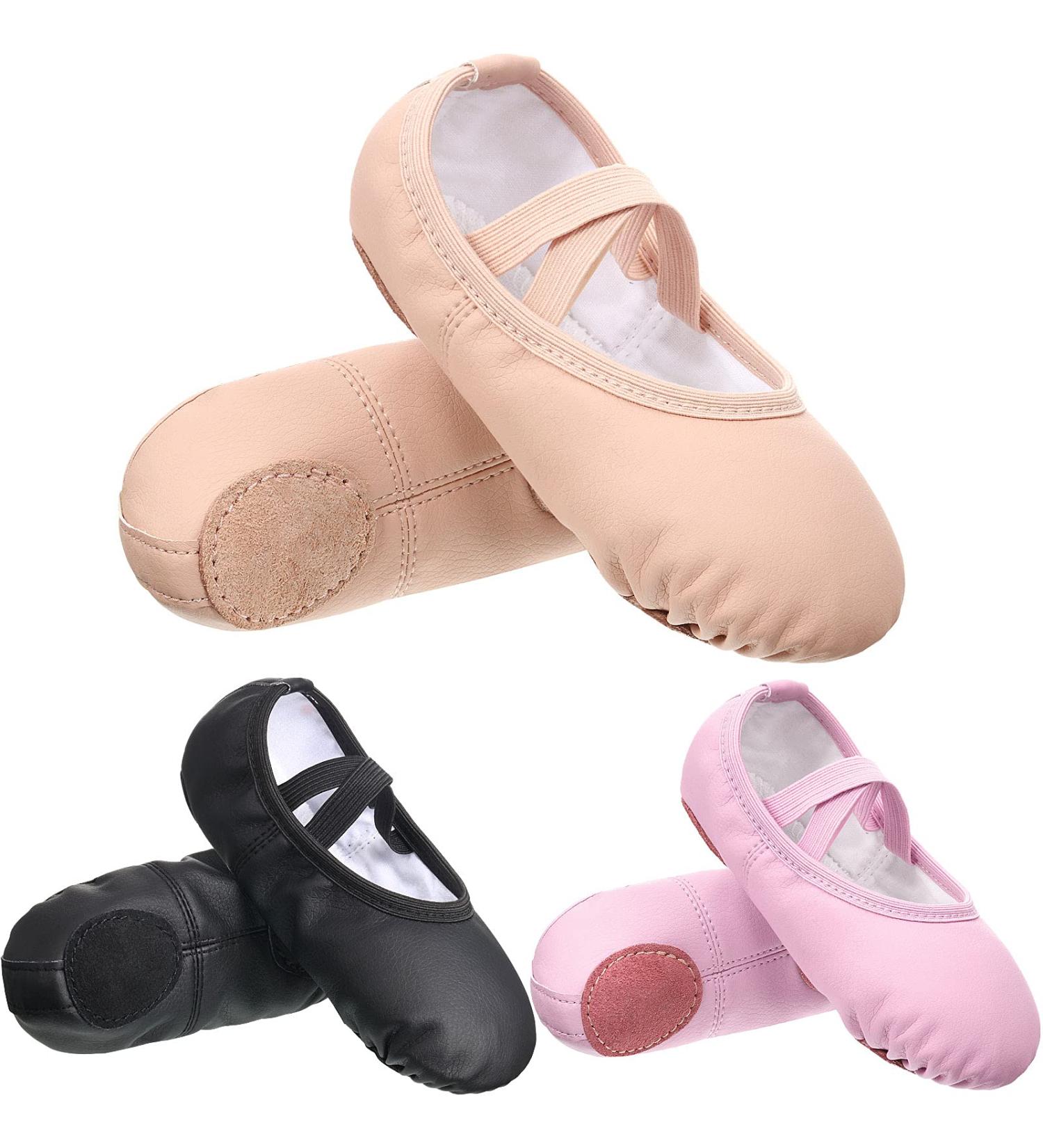 SATINIOR 3 Pairs Girls Ballet Shoes - 3 Colors Ballet Slippers for Toddlers Practice & Yoga Dance - Size 11 Little Kid (Black, Pink, Beige) - Buy Online on GoSupps.com