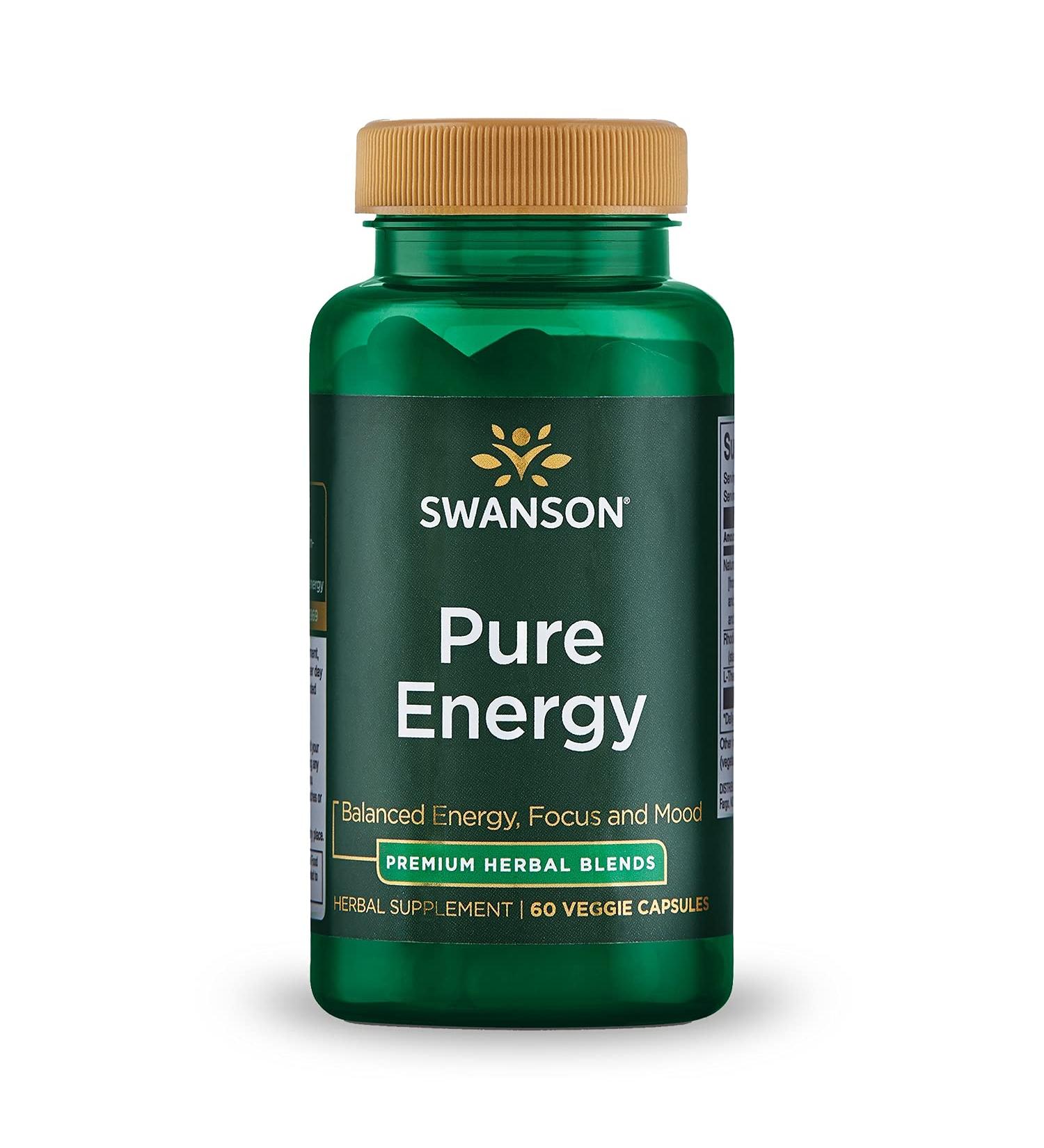 Swanson Pure Energy Metabolism - Herbal Supplement for Mental Focus & Mood Support | 60 Vegan Capsules - Buy Online on GoSupps.com