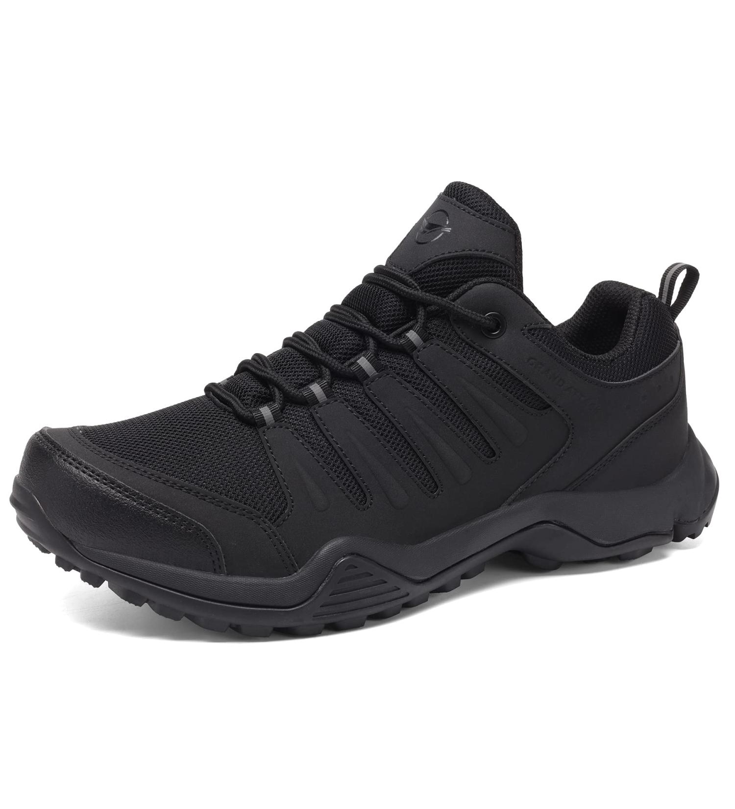 Grand Attack Men's Waterproof Hiking Shoes - Wide Toe Box, Strong Grip & Durable | Size 8-13 (10.5) | Black - Buy Online on GoSupps.com