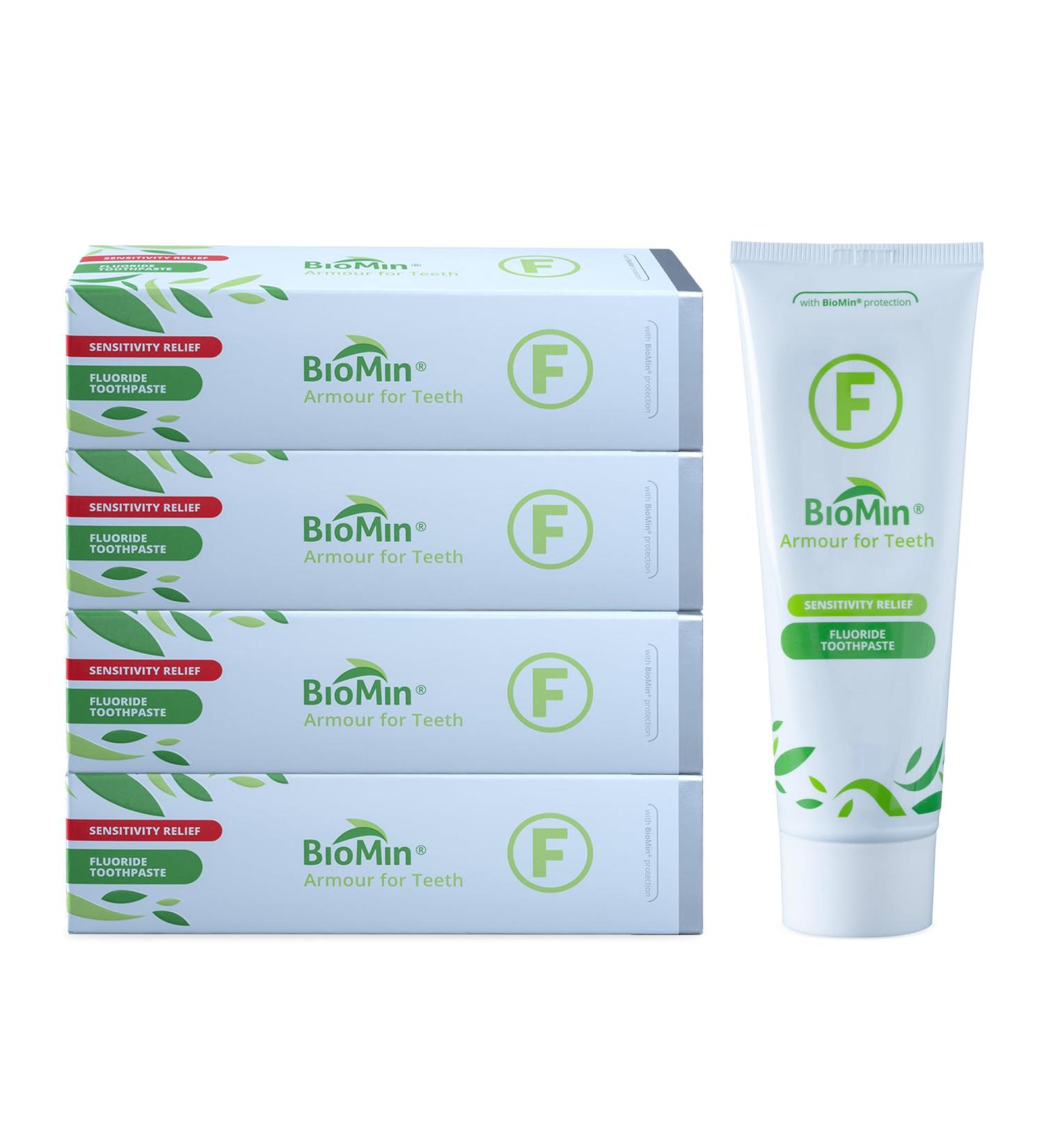 Biomin F Toothpaste 75ml - 4 Pack | Natural Remineralization & Fluoride for Healthy Teeth - Buy Online on GoSupps.com