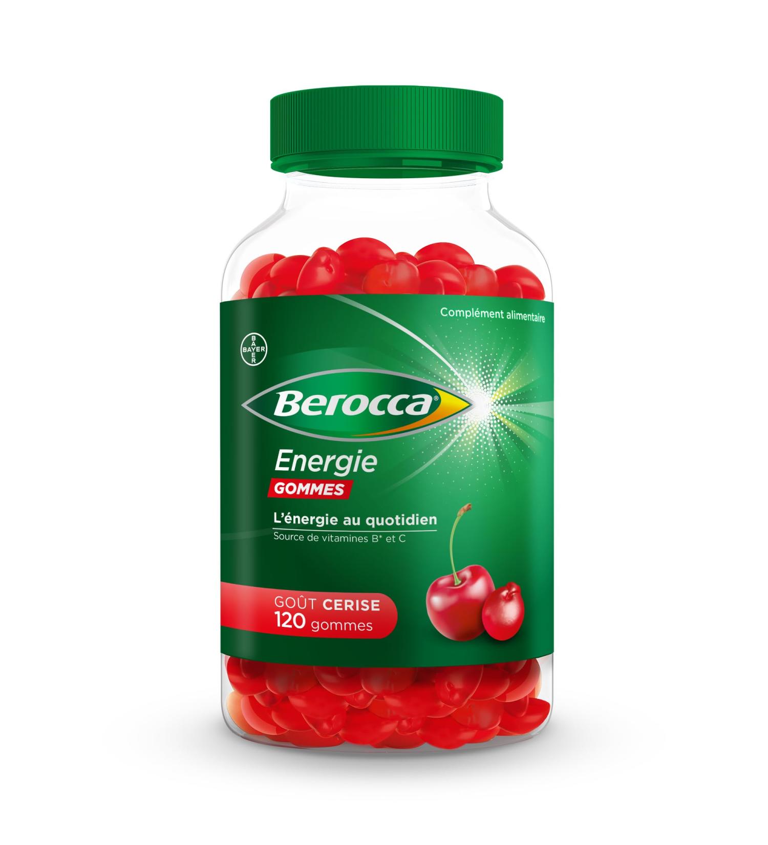 Berocca Energy Gums - Multivitamins Dietary Supplement - Source of Vitamins B* and Vitamin C - Reduction of Fatigue Gives Energy to Every Day - Cherry Flavor - 120 Gummies - Buy Online on GoSupps.com