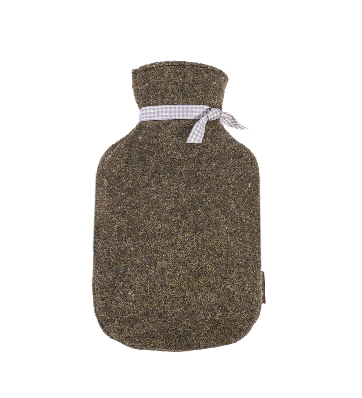 Kontor28 Wolly Cuddling Warm Bottle - 0.8L Natural Rubber Alpaca Wool Cover Oeko-Tex Standard 100 Handmade in Germany - Moss Green - Buy Online on GoSupps.com