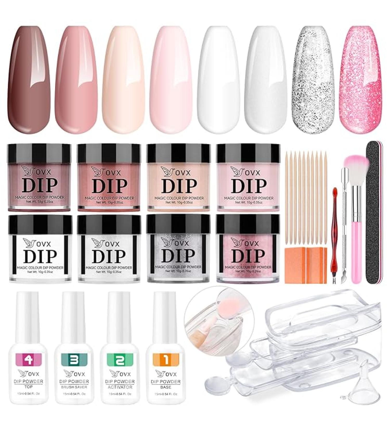 Dip Powder Nail Kit 8 Colors Dip Nails Powder Starter Kit Nail Dip Powder Kit for Beginners with Everything Nail Art Kit with Dipping Powder Liquid Set Recycling Tray for Manicure Home and Salon Use - Buy Online on GoSupps.com