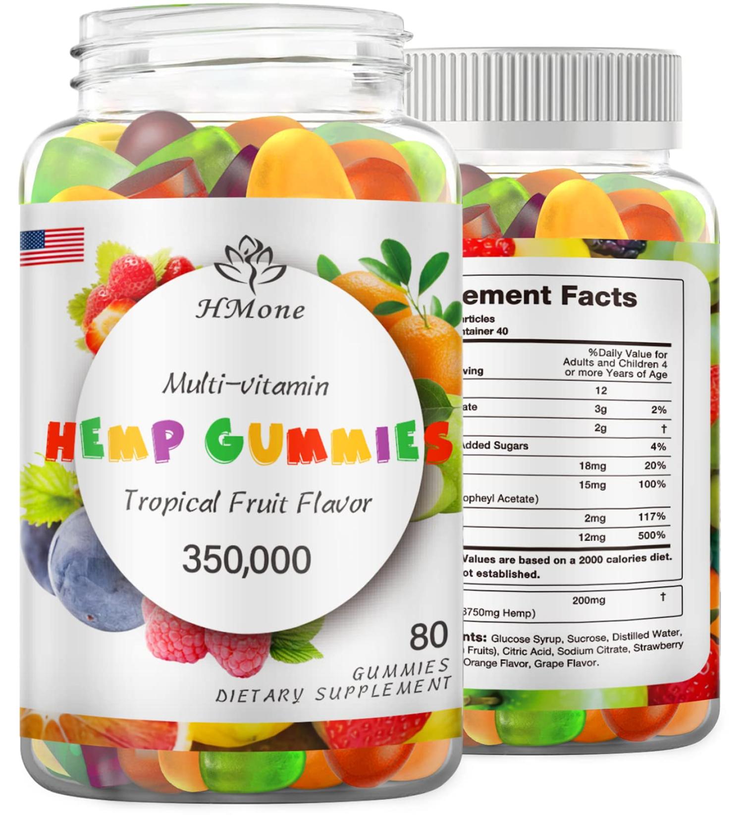 Organic Hemp Gummies - 1-Pack Extra Strength for Stress, Anxiety, Sleep, Pain, Inflammation - Vegan Candy with Calming Mood and Focus Benefits - 80 Count - Buy Online on GoSupps.com