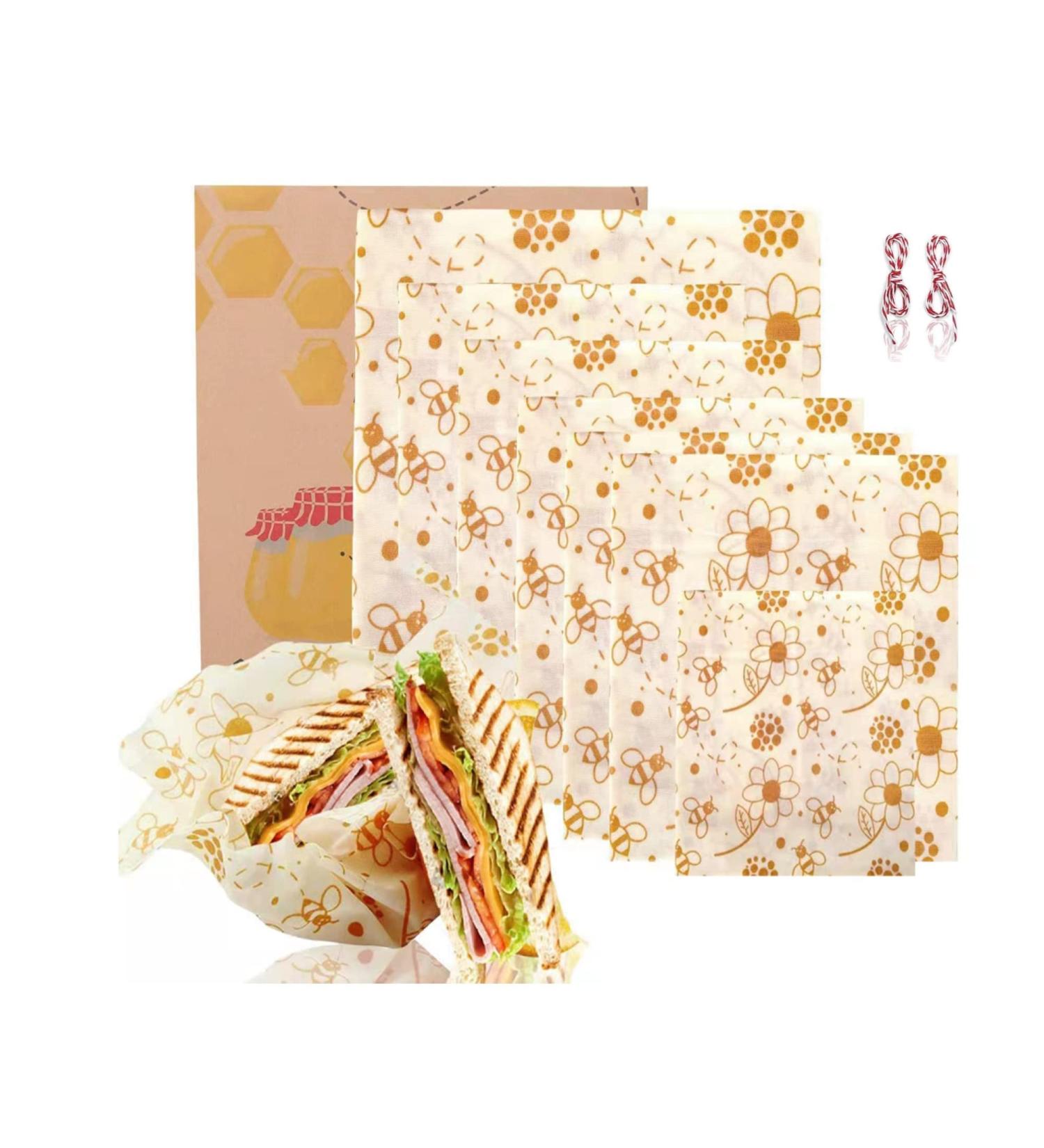 Hishop Reusable Beeswax Food Wrap 7 Pack - Eco-Friendly Sandwich Bags and Dish Covers - Includes Sizes S, M, L, XL (LINAN001) - Buy Online on GoSupps.com