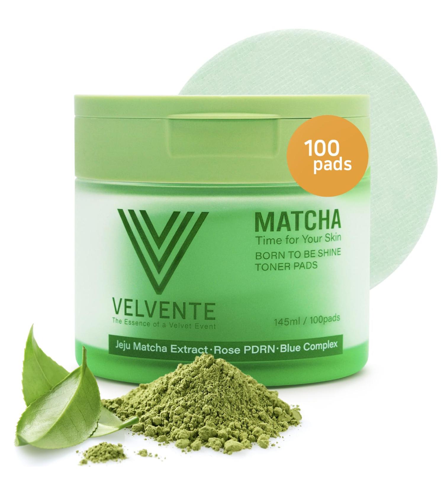 Velvente Matcha Toner Pads All-in-One Skin Pads for Dark Spots Redness Acne-Prone Anti-Aging Brightening & Exfoliating Rose PDRN Recovery & Refining Korean Skincare All Skin Types 100 Pads - Buy Online on GoSupps.com