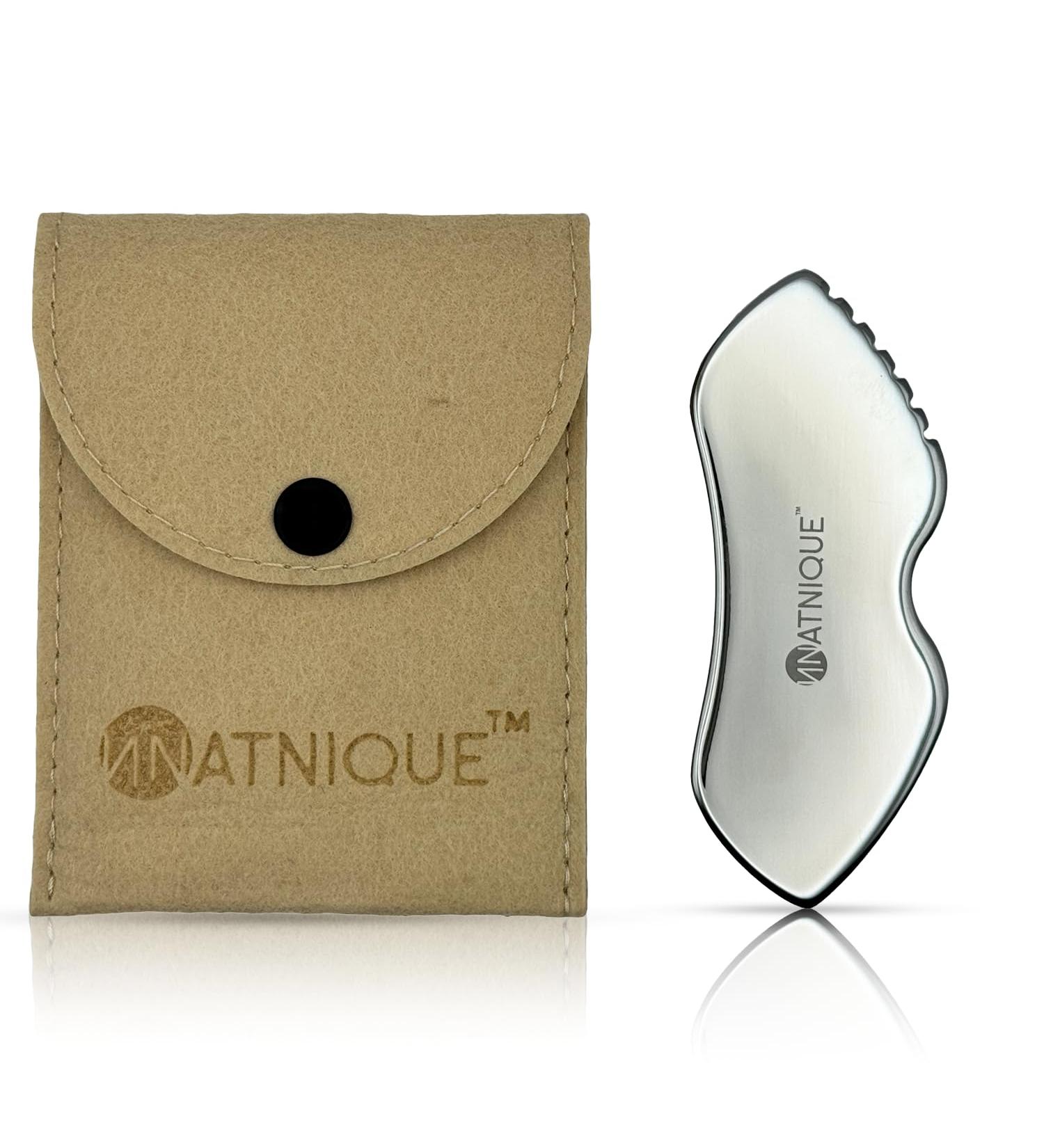 Stainless Steel Gua Sha Tool - Firm Face Muscles Reduce Puffiness & Enhance Lymphatic Drainage | Durable Metal Board with Travel Pouch - Buy Online on GoSupps.com