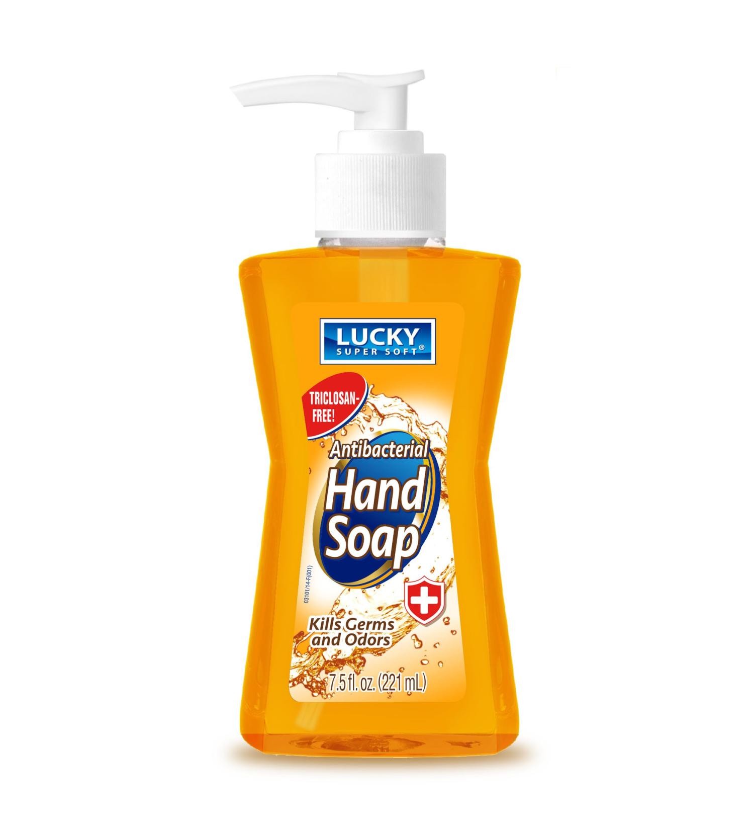 Lucky Super Soft Liquid Hand Soap Pump Gold Anti-Bacterial 7.5 Fluid Ounce