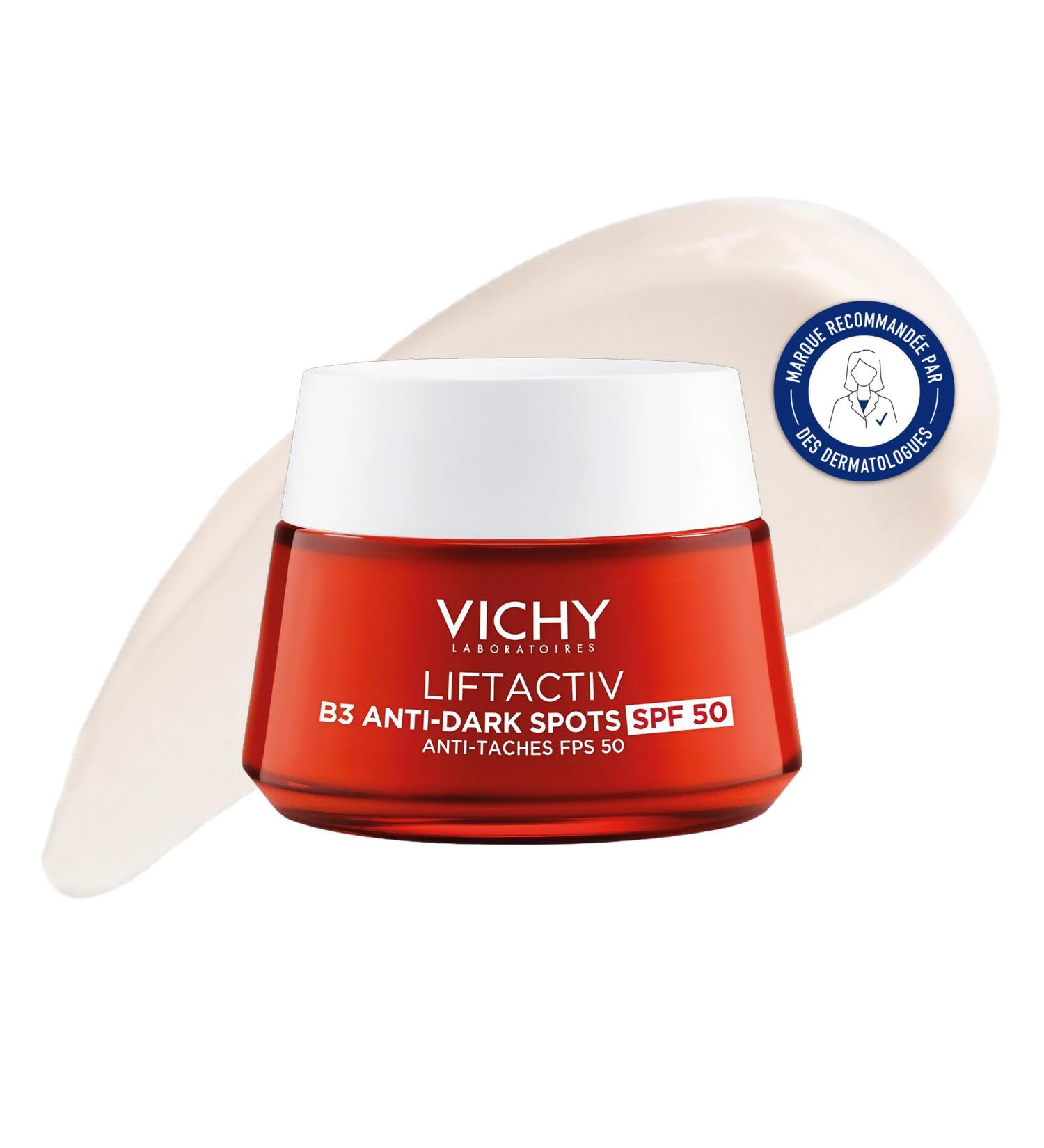 Vichy Liftactiv Anti-Dark Spot Day Cream B3 SPF50 Protects & Unifies Enriched with Niacinamide For All Skin Types 50 ml - Buy Online on GoSupps.com