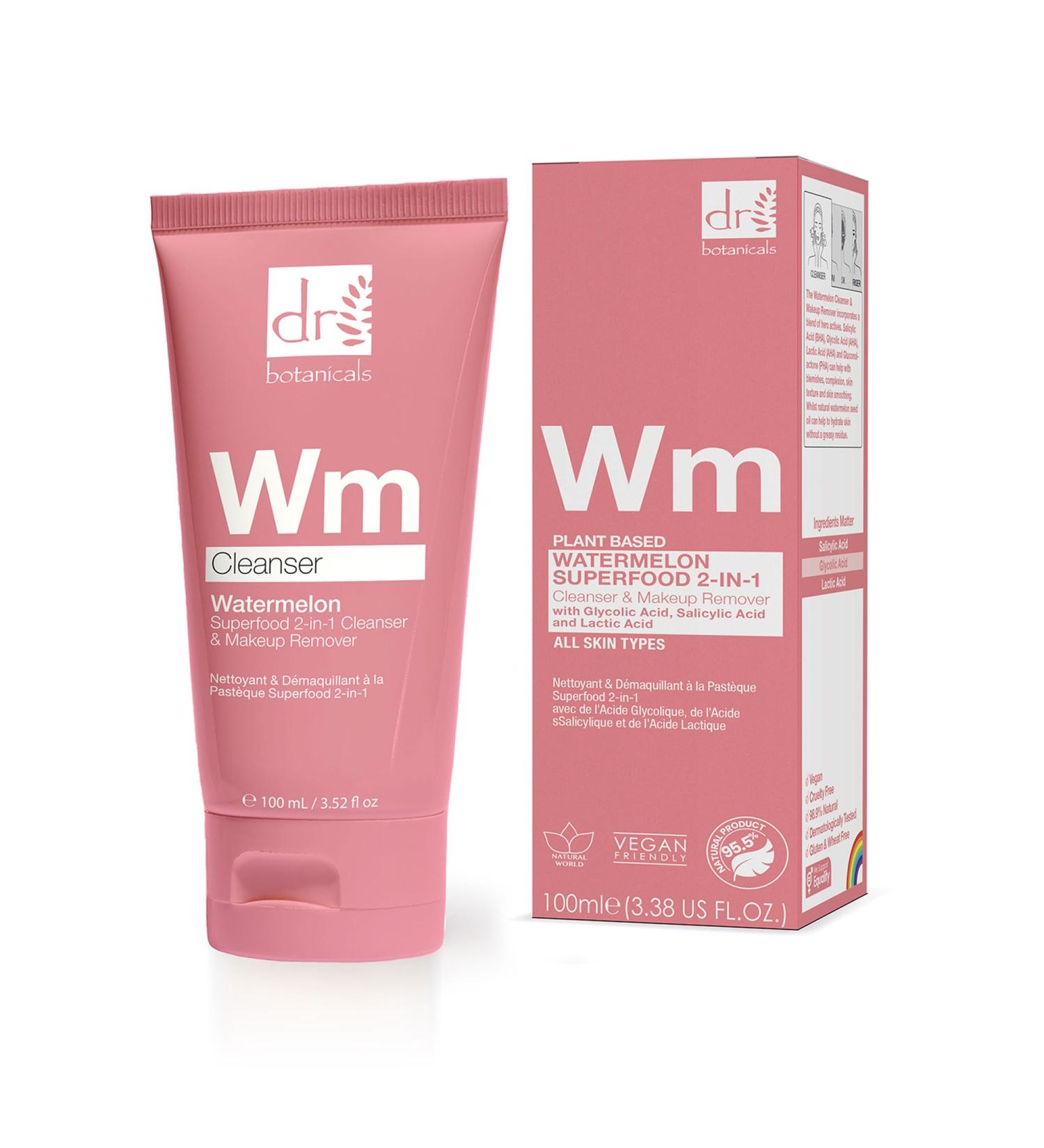 Buy Dr Botanicals Watermelon Cleanser & Makeup Remover 100ml - Blemish Targeting Formula with Watermelon Seed Oil & AHA/BHA Actives - Buy Online on GoSupps.com