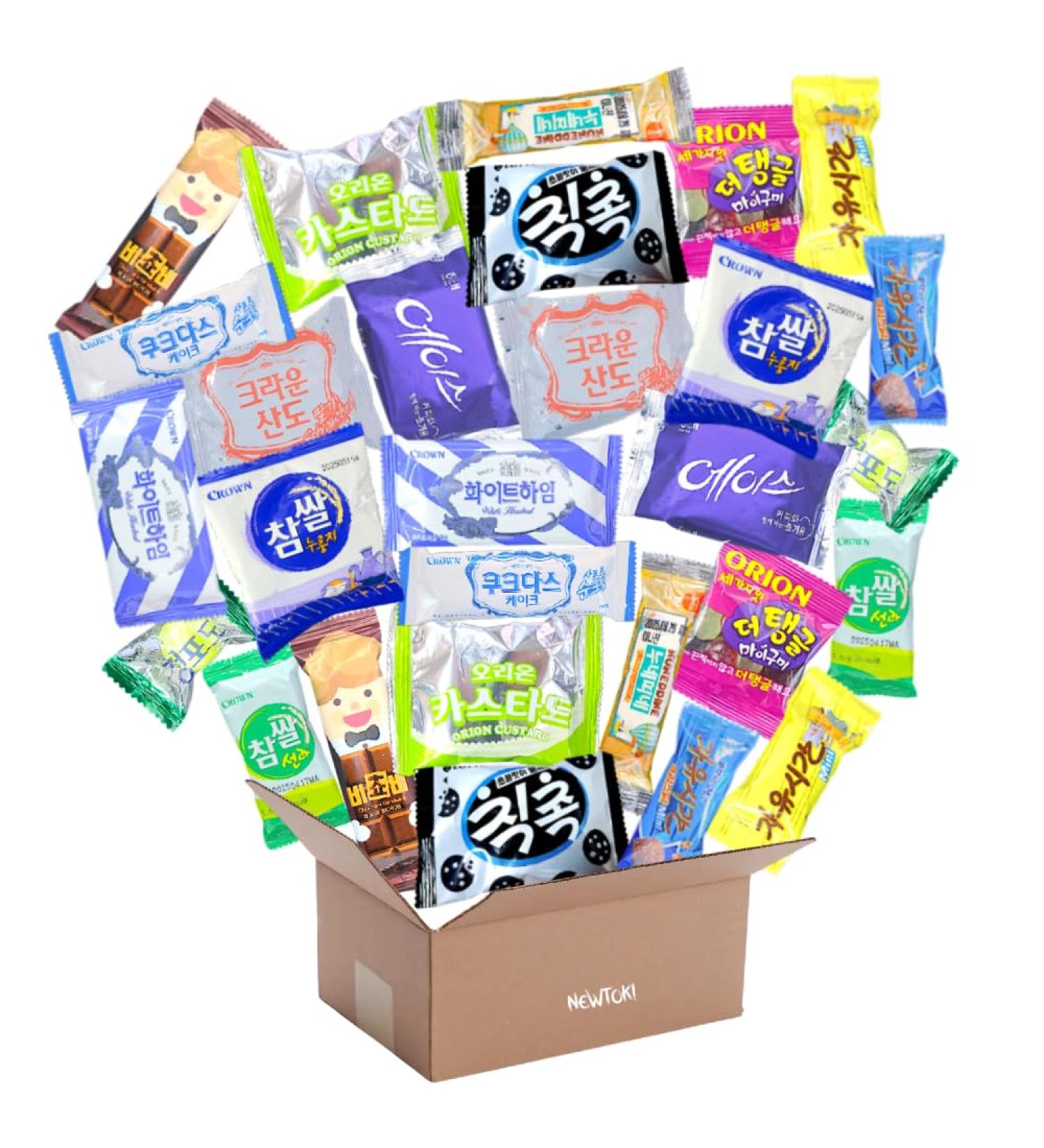 NEWTOKI 28pcs Korean Snack Box Package Individually Wrapped with popular Korean Snacks Candy Gummy Cookies Biscuits for Friends Family Kids Children Teens College Students Adult Senior and Military - Buy Online on GoSupps.com