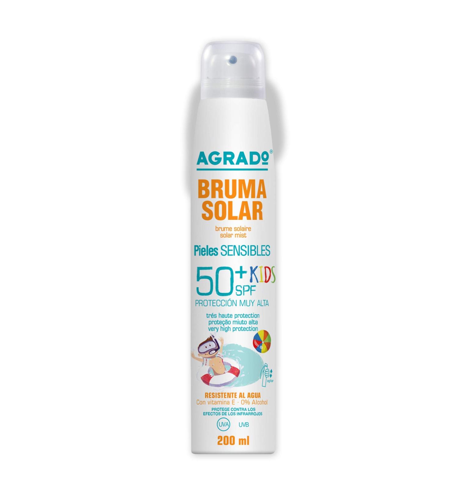 Buy Agrado Dry Sun Fog SPF 50+ Children's Sunscreen - Moisture Cream with UVA/UVB Protection Water-Resistant Fast Absorption - 200ml - Buy Online on GoSupps.com