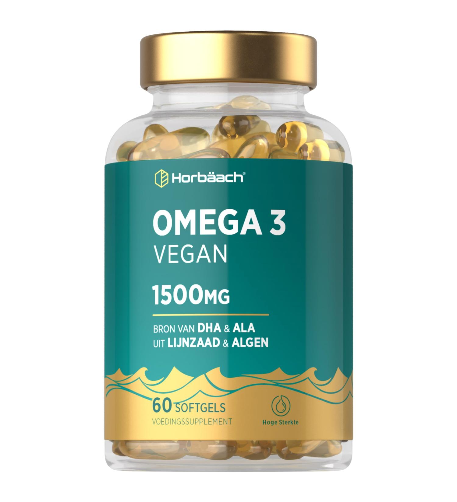Omega 3 Vegan 1500mg Omega 3 Algae Oil 60 Vegan Softgels DHA & EPA Vegetable Supplement from Horbaach - Buy Online on GoSupps.com